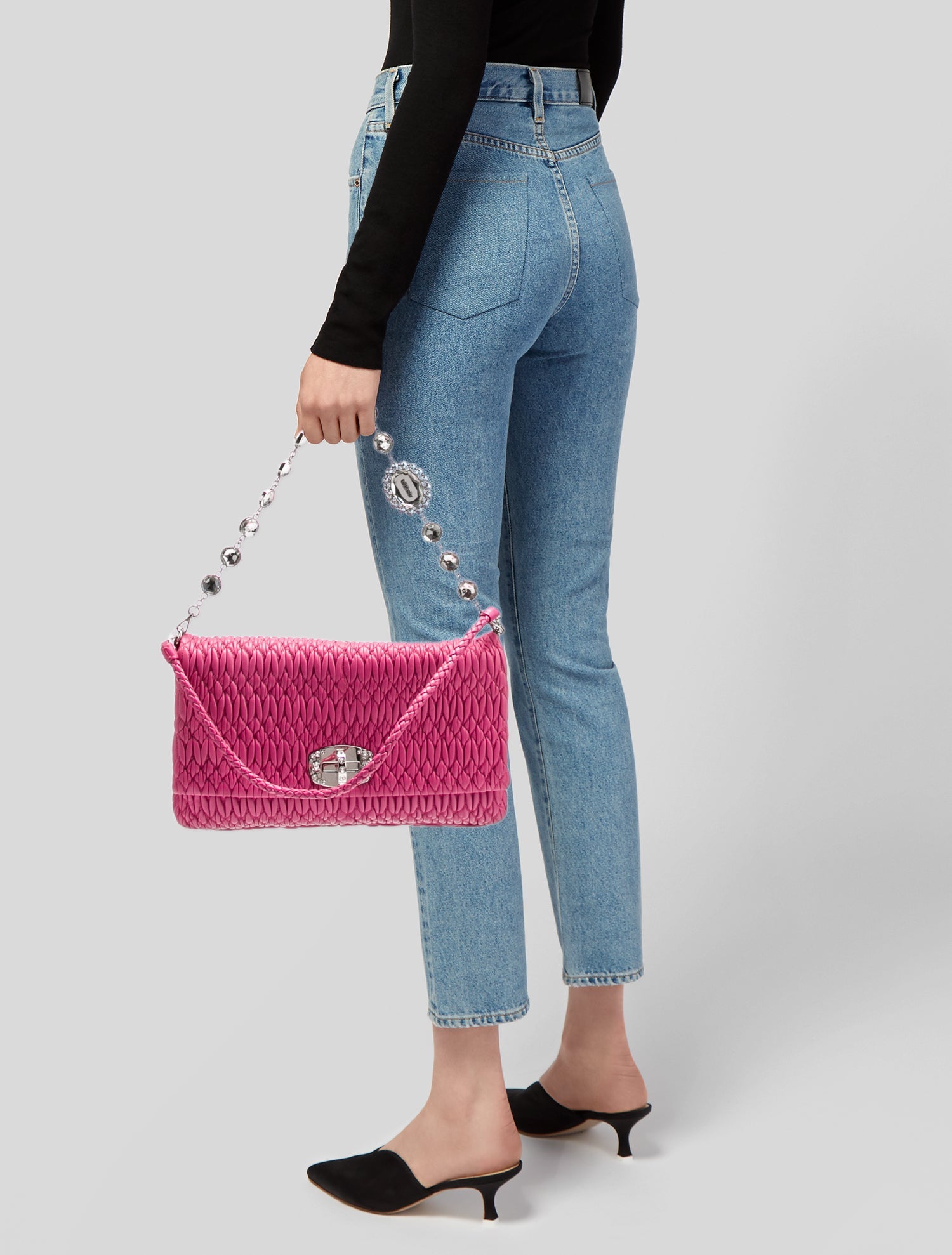 Miu Miu Calfskin Iconic Cloqué w/ Chain & Strap Large 2023