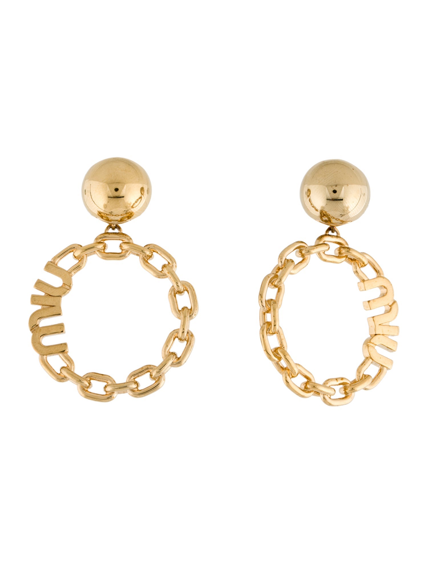 Miu Miu Logo Dangle Clip-On Earrings