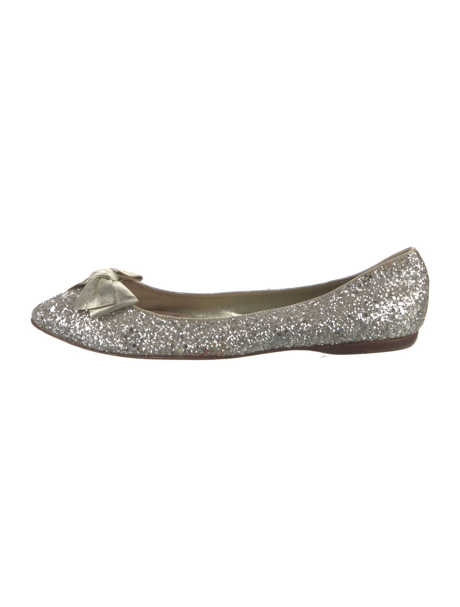 Miu Miu Glitter Bow Accents Ballet Flats