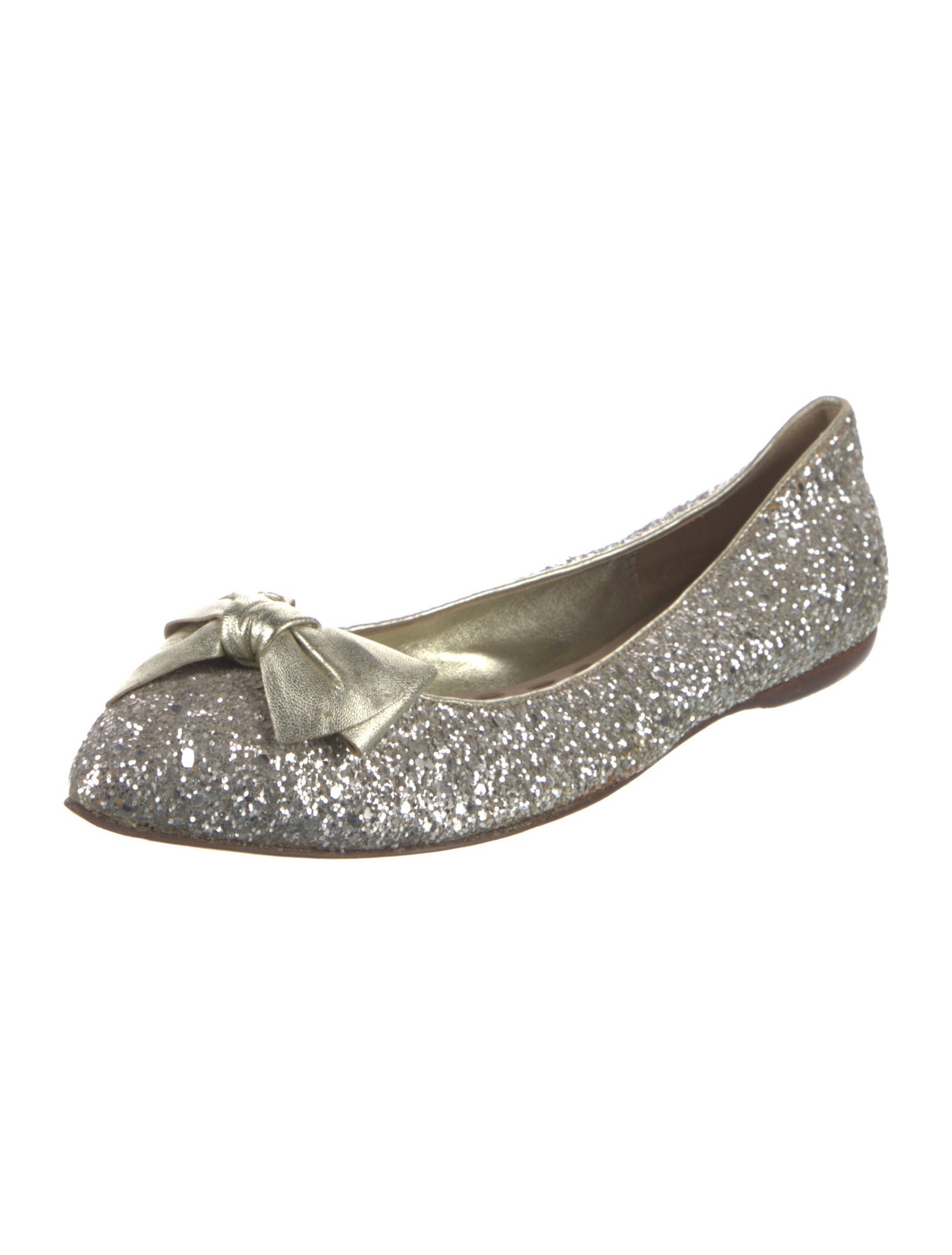 Miu Miu Glitter Bow Accents Ballet Flats