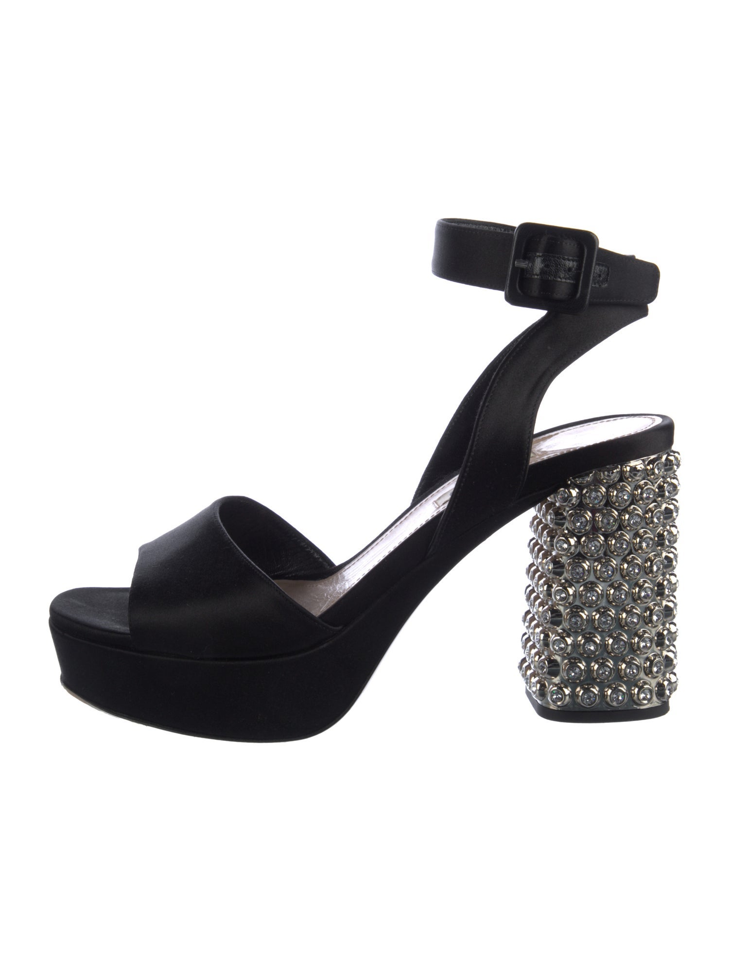 Miu Miu Satin Crystal Embellishments Sandals