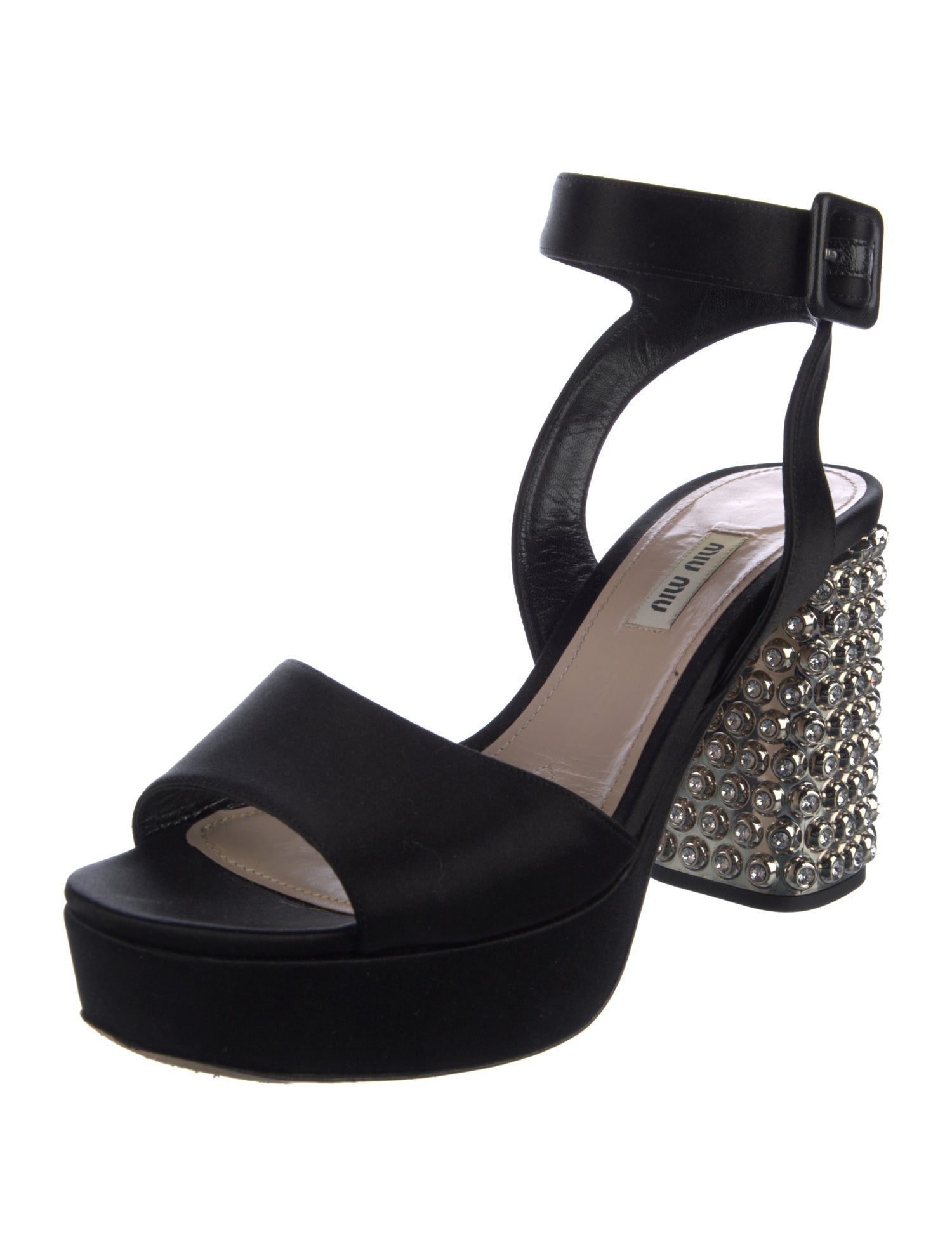 Miu Miu Satin Crystal Embellishments Sandals