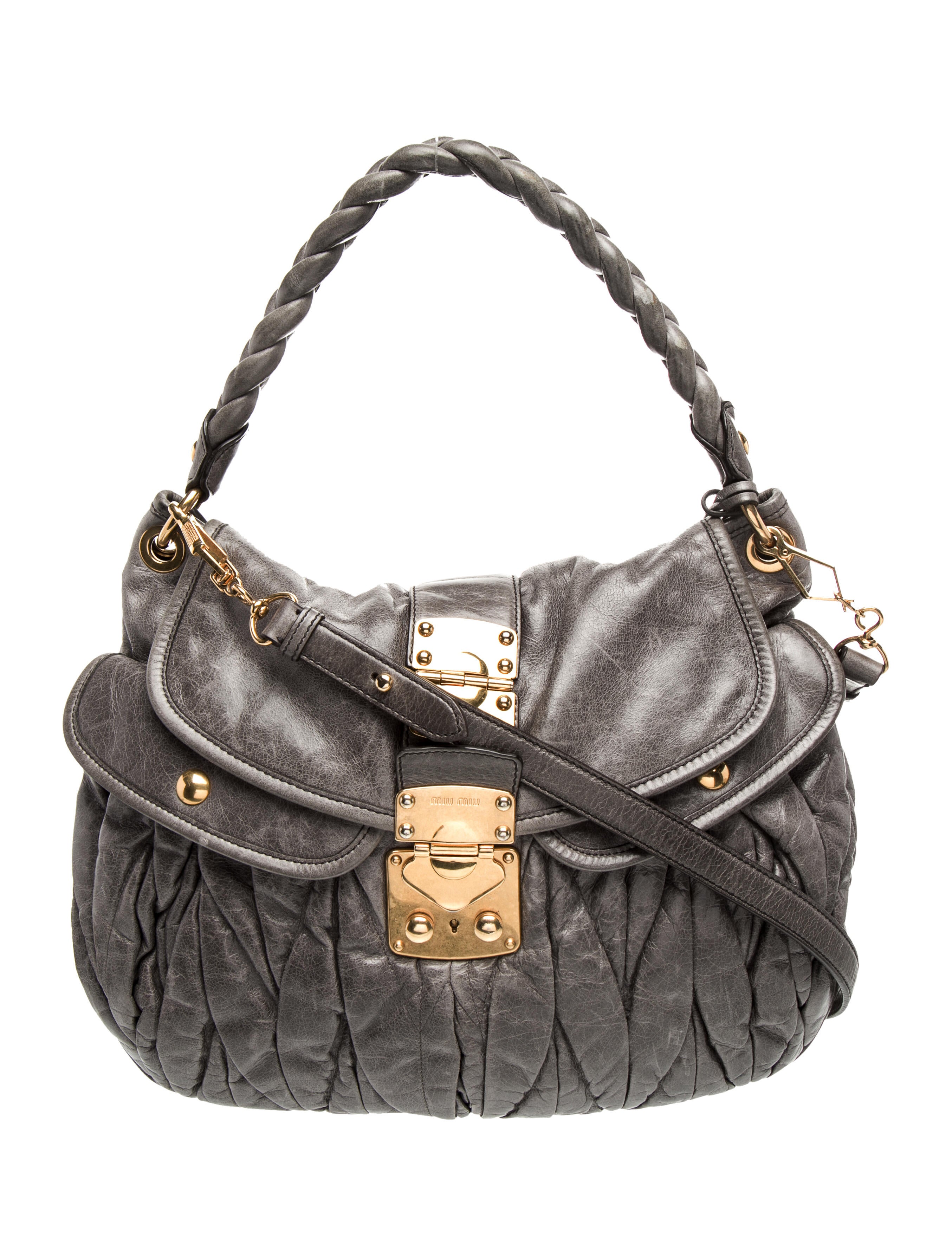 Miu Miu Calfskin Matelassé Coffer w/ Strap Large Vintage