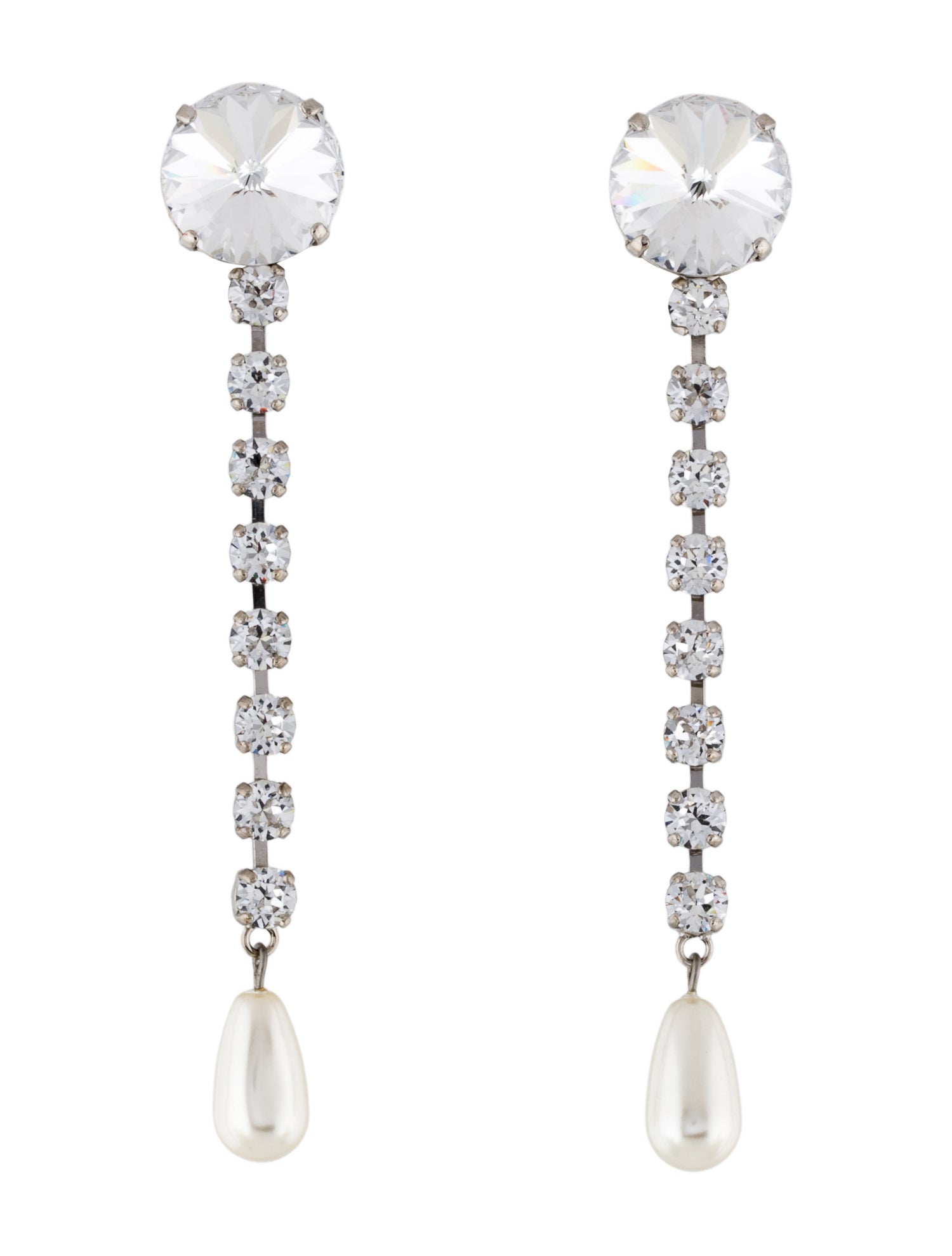 Miu Miu Faux Pearl & Crystal Drop Clip-On Earrings