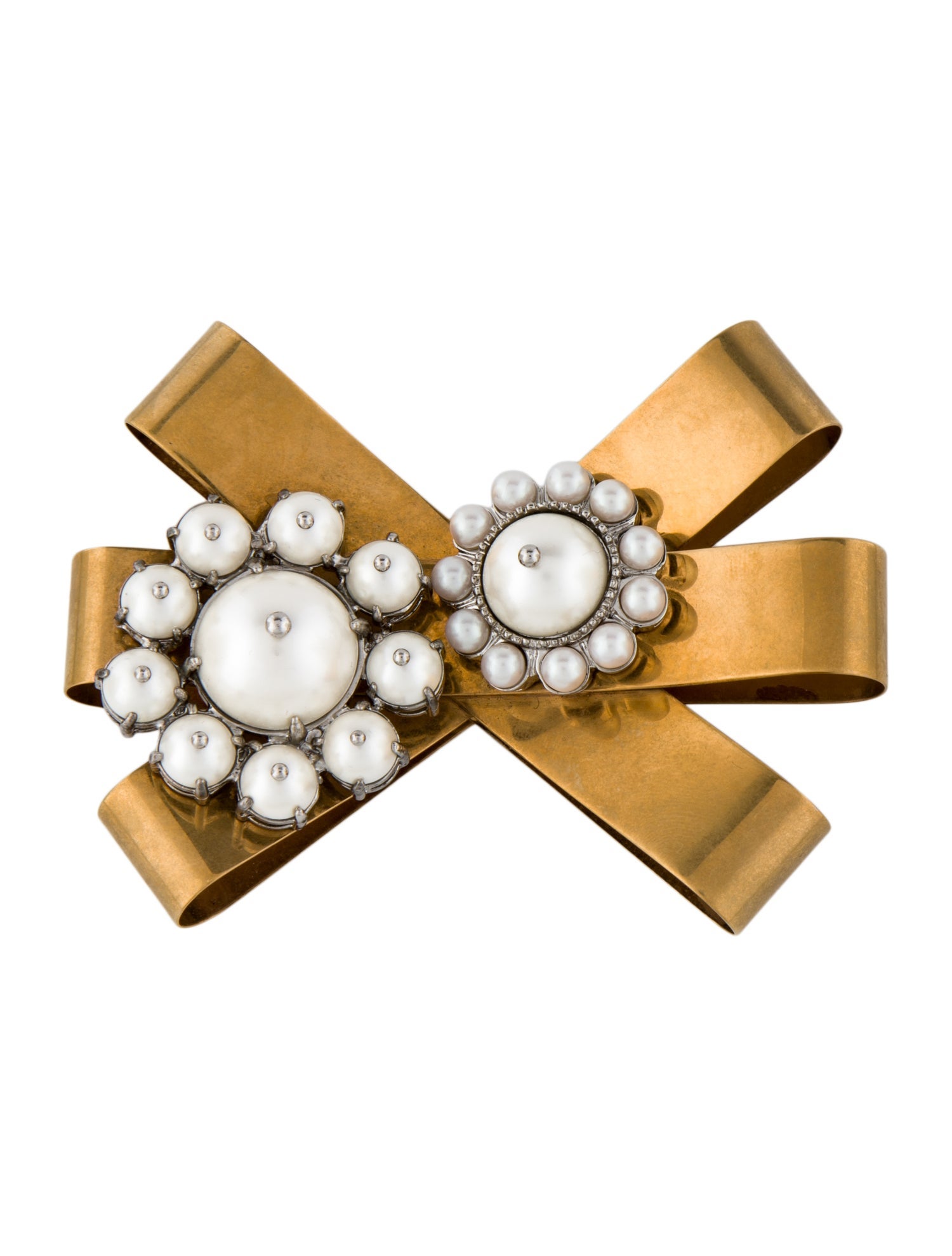 Miu Miu Faux Pearl Flower Pin Brooch