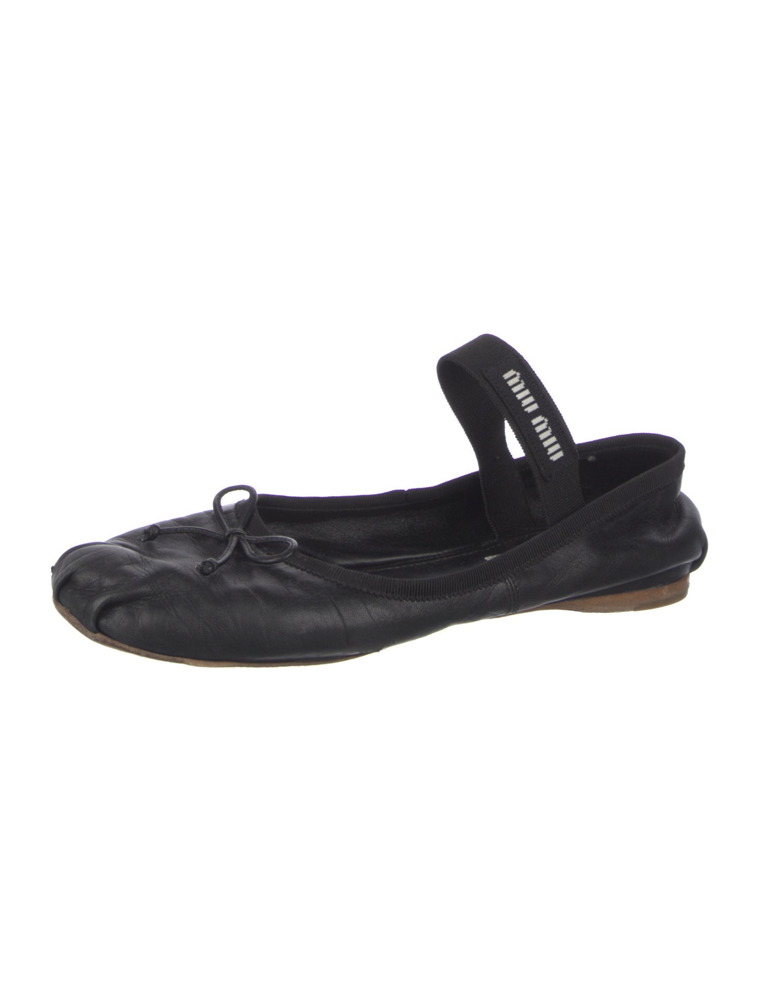Miu Miu Leather Bow Accents Ballet Flats