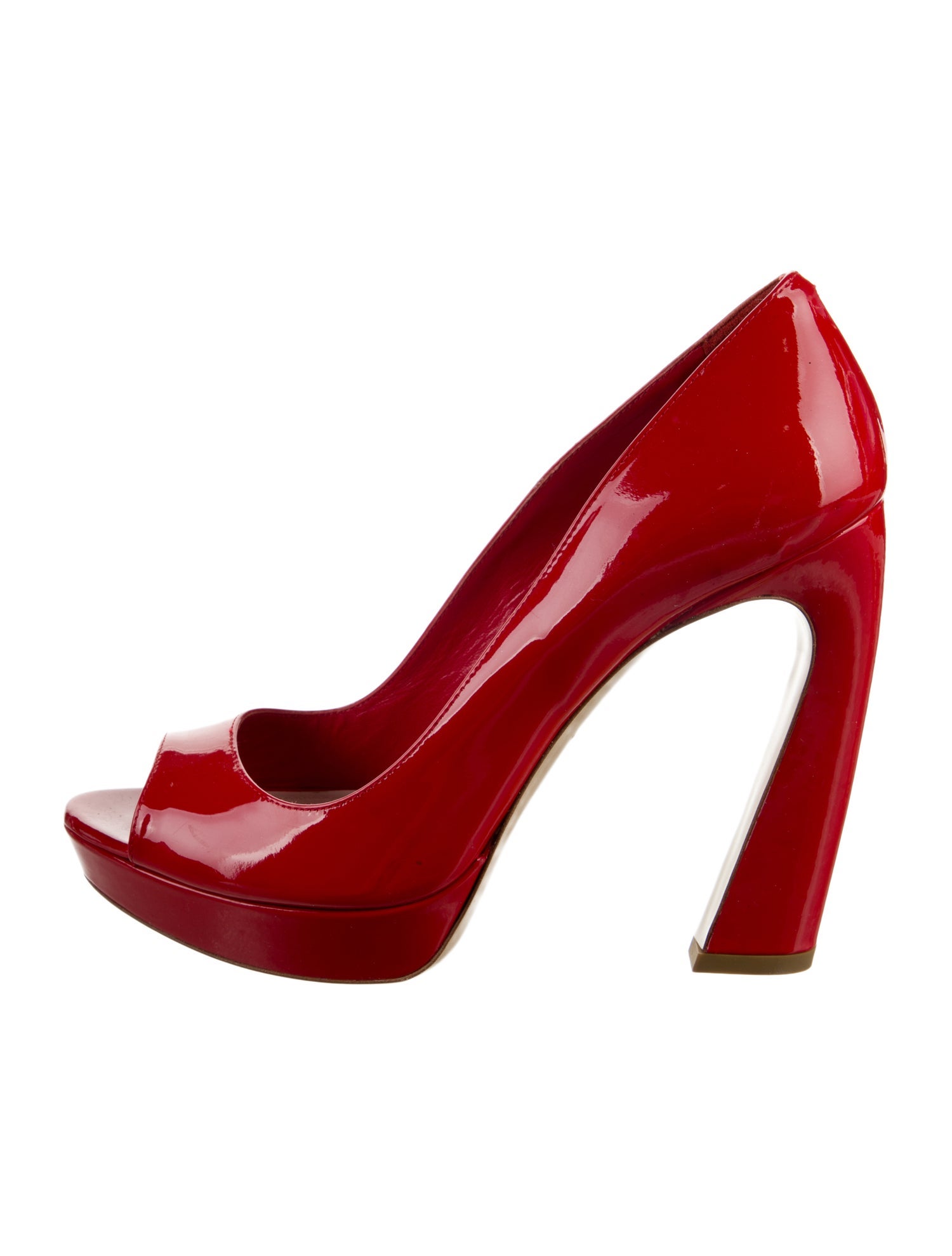 Miu Miu Patent Leather Cutout Accent Pumps