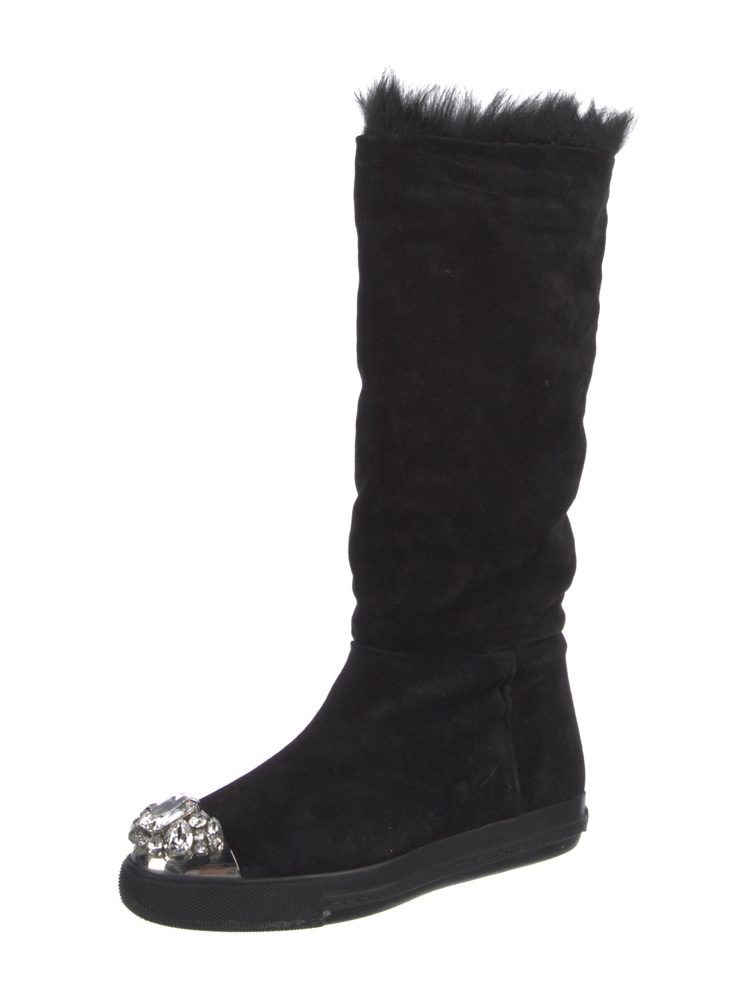 Miu Miu Suede Crystal Embellishments Boots