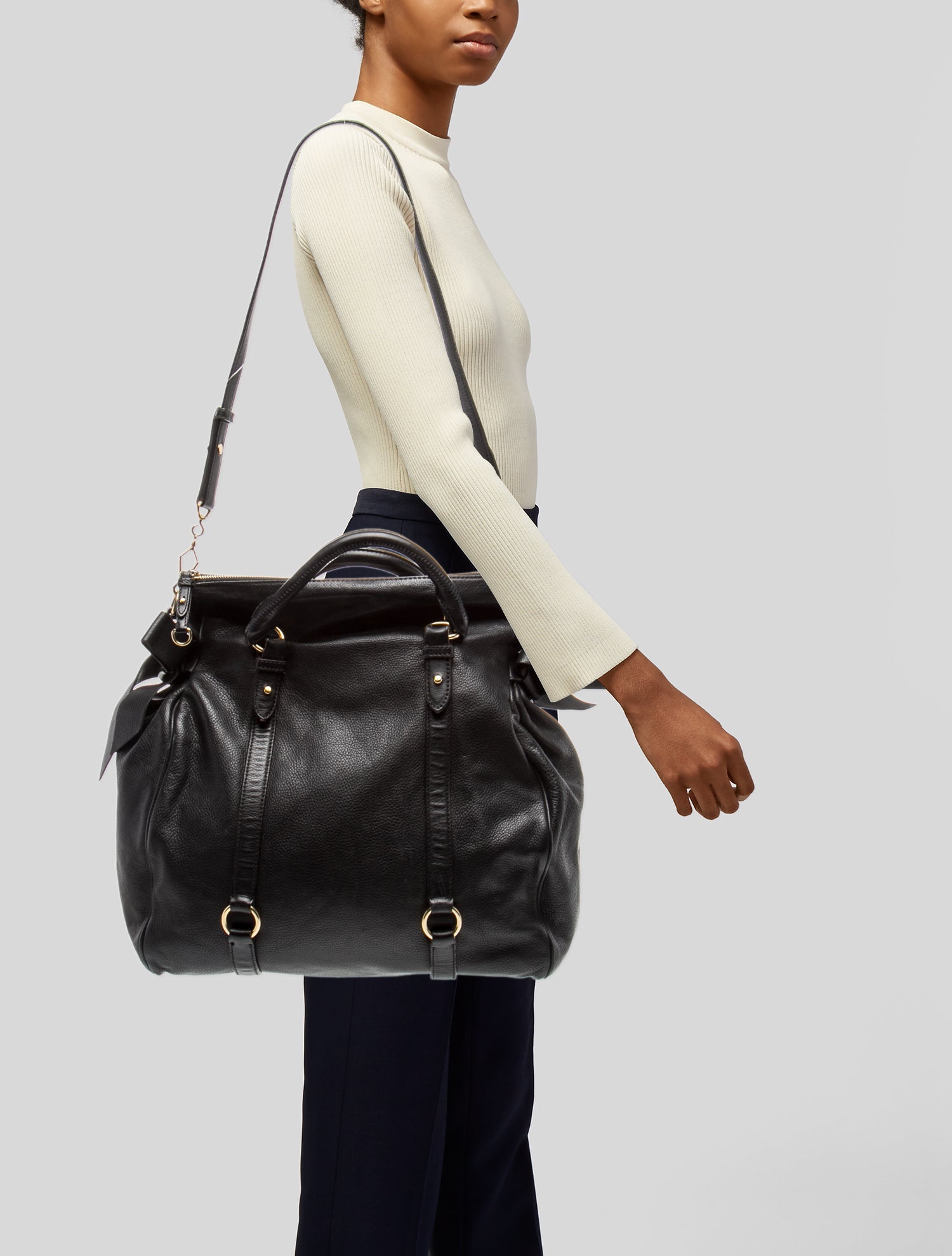 Miu Miu Leather Top Handle Bag Large Vintage