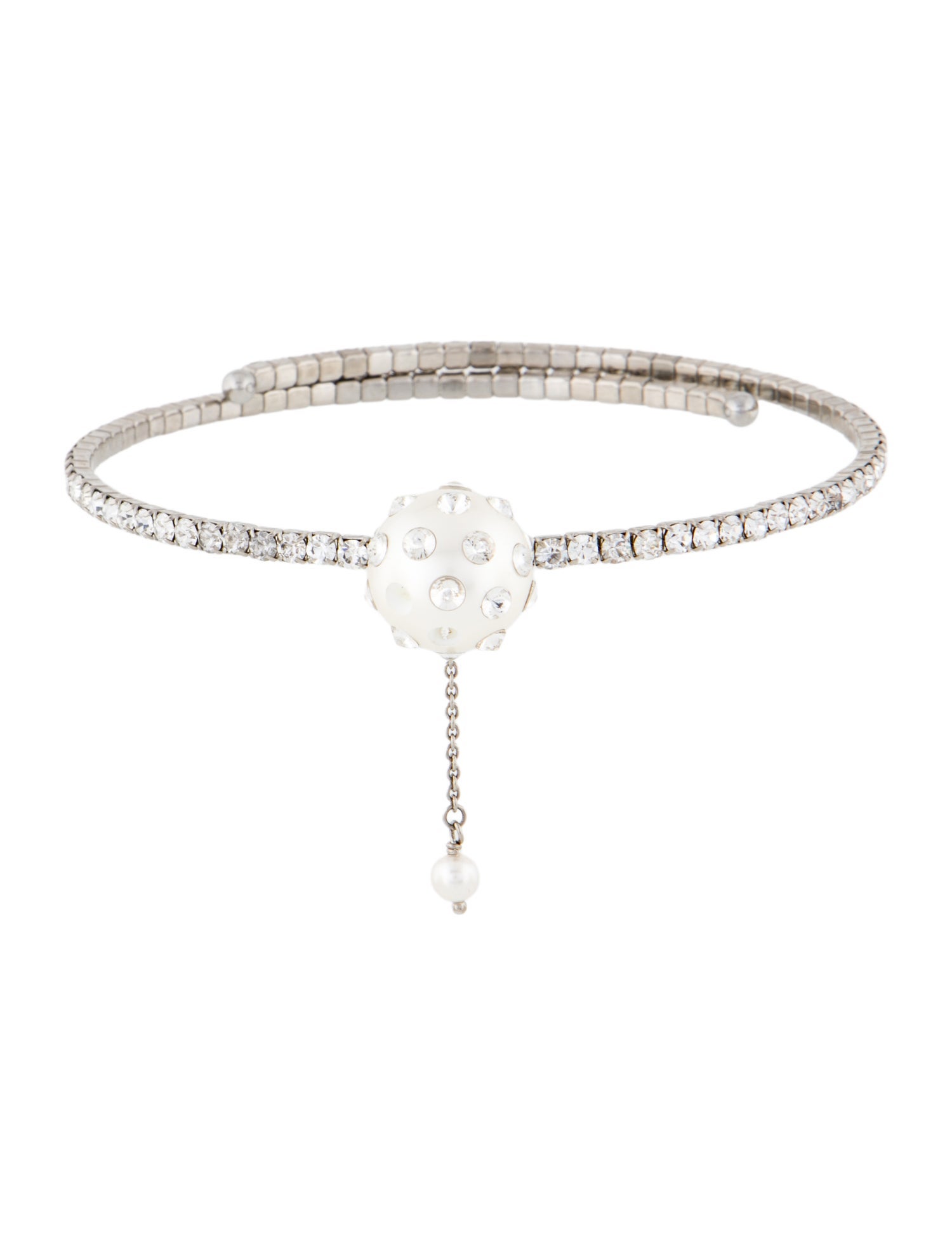 Miu Miu Faux Pearl & Crystal Choker Necklace