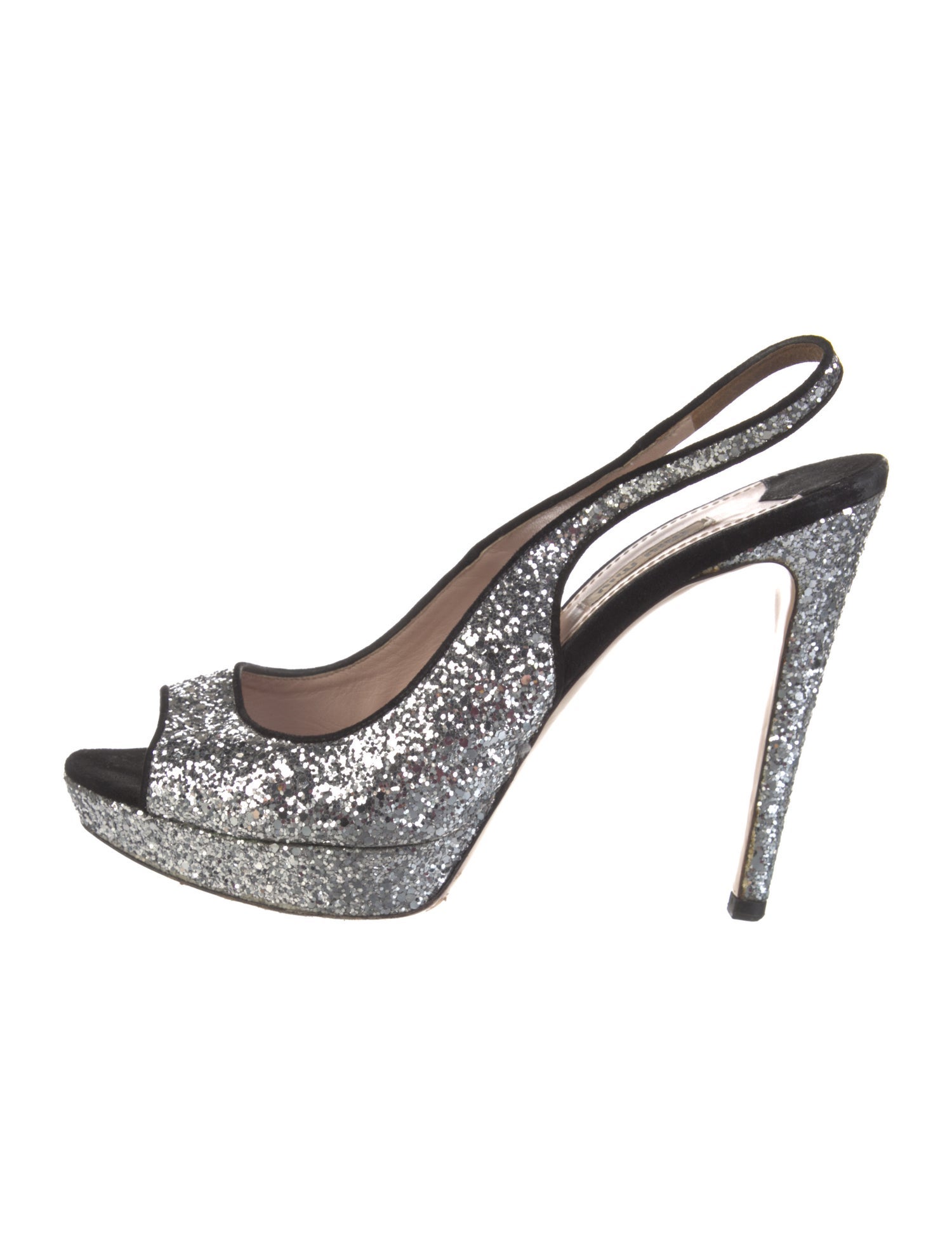 Miu Miu Glitter Glitter Accents Slingback Pumps