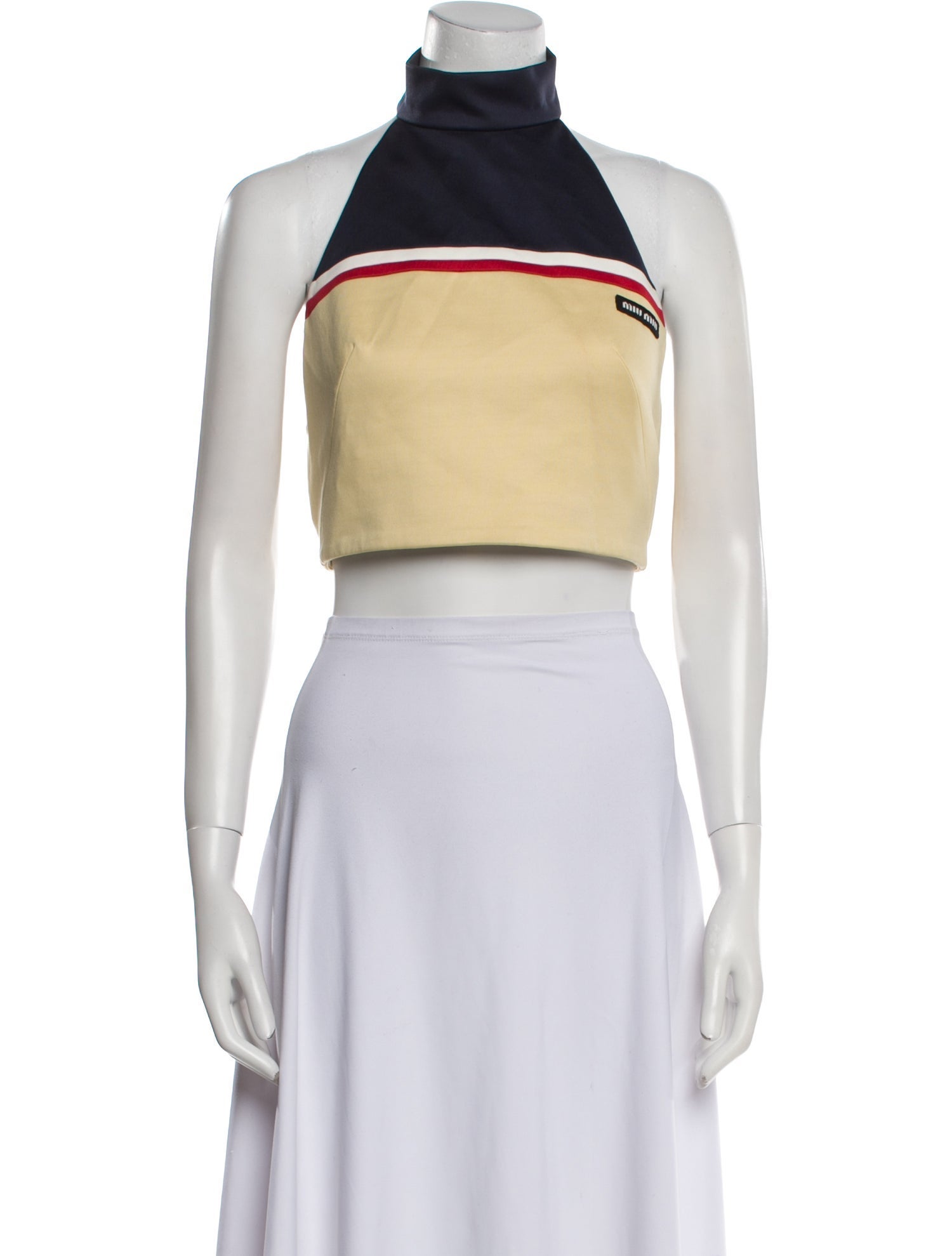 Miu Miu 2021 Colorblock Pattern Crop Top