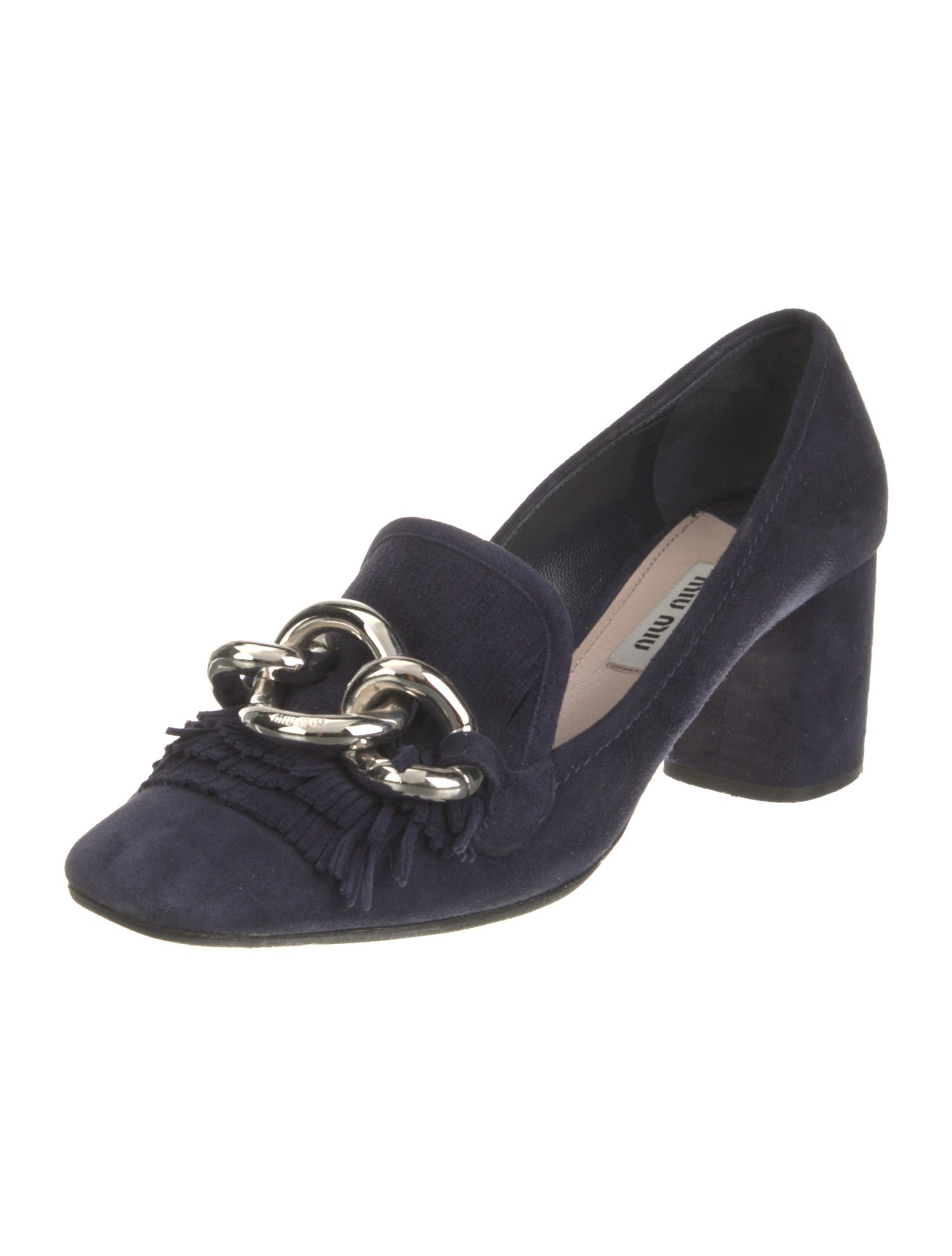 Miu Miu Suede Chain-Link Accents Pumps