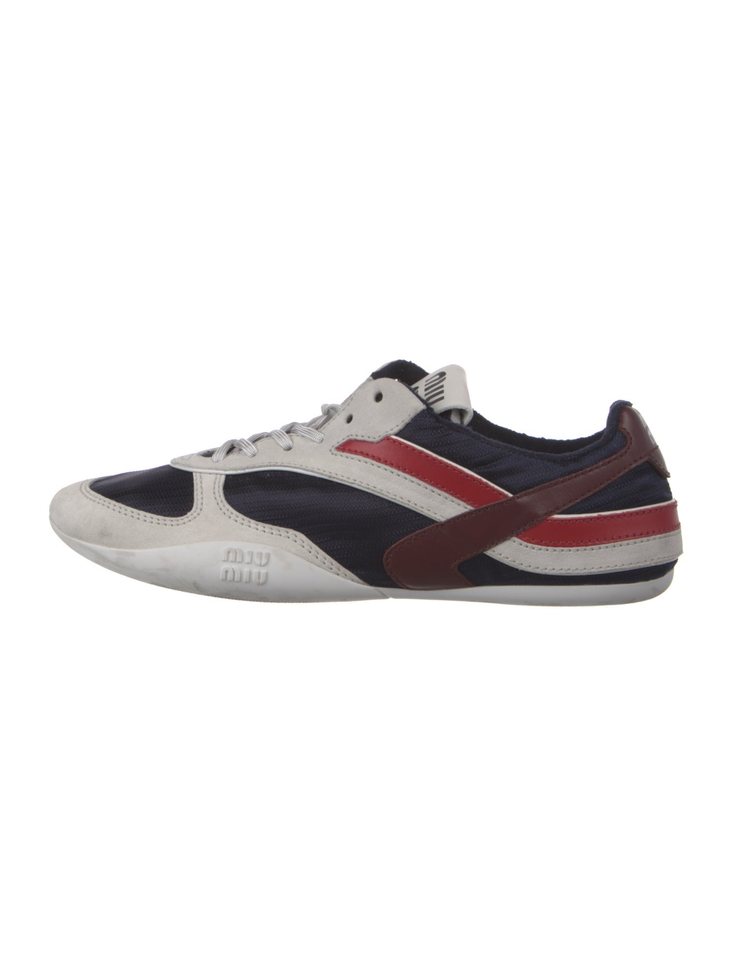 Miu Miu Leather Colorblock Pattern Sneakers