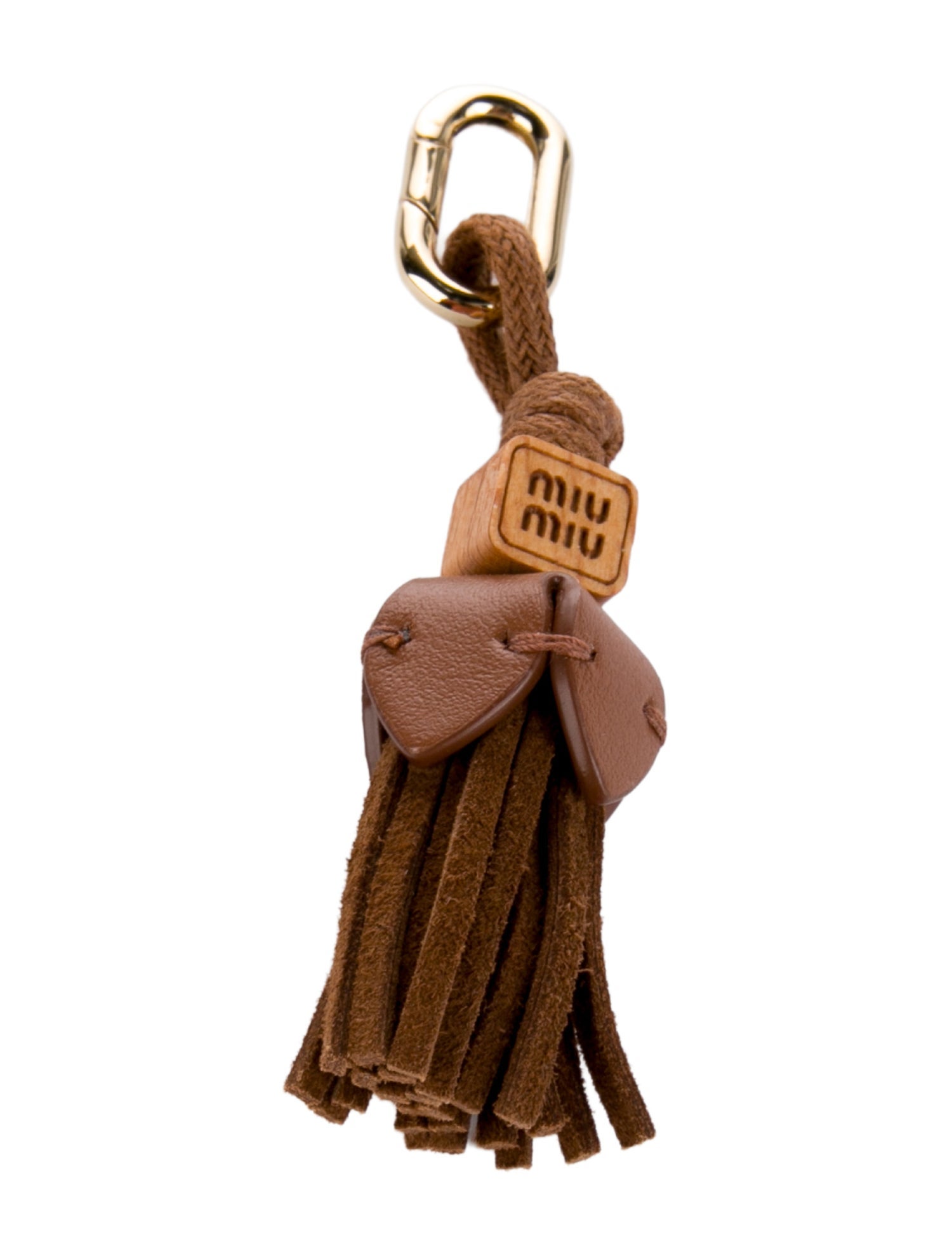 Miu Miu Wood And Leather Keychain