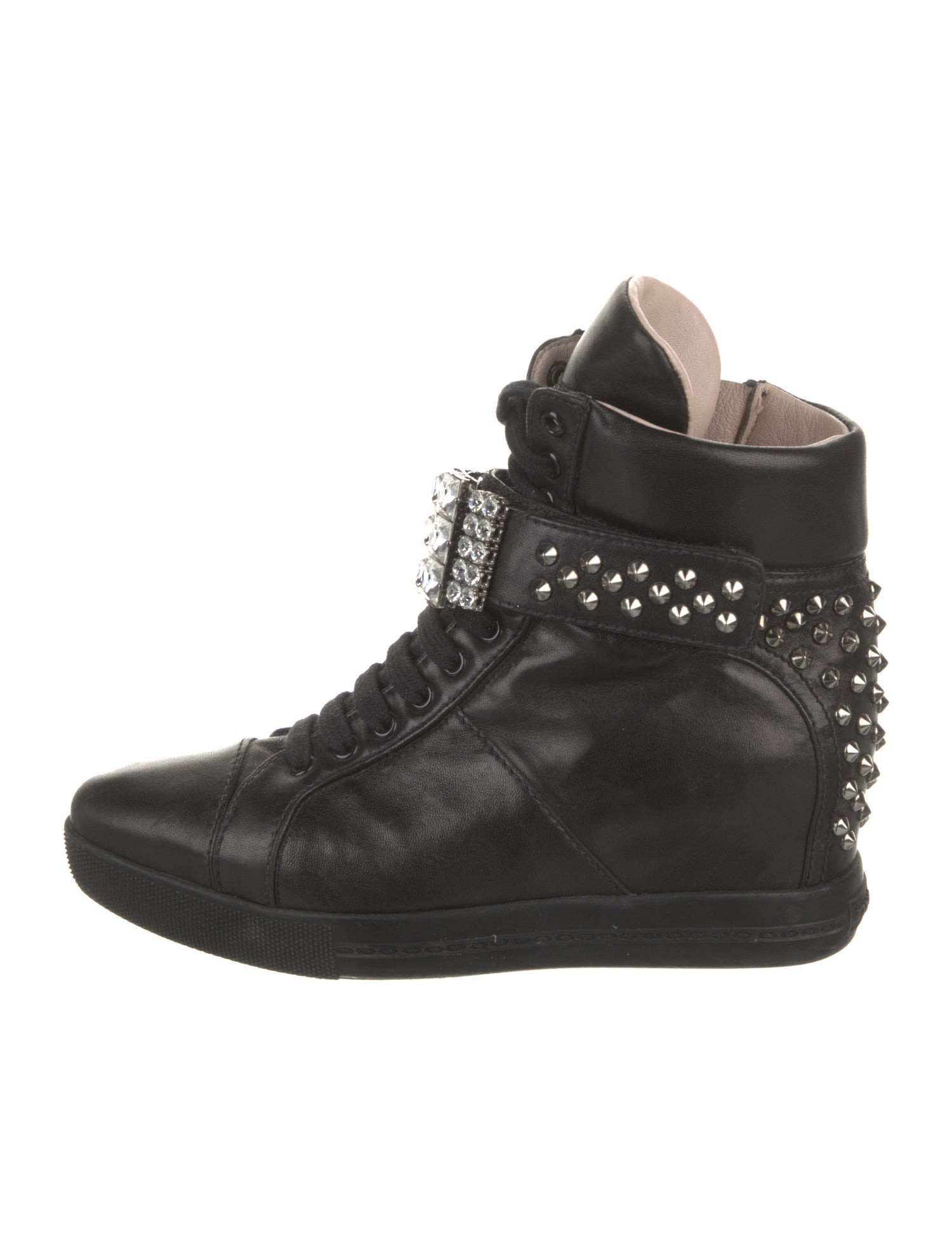 Miu Miu Leather Wedge Sneakers