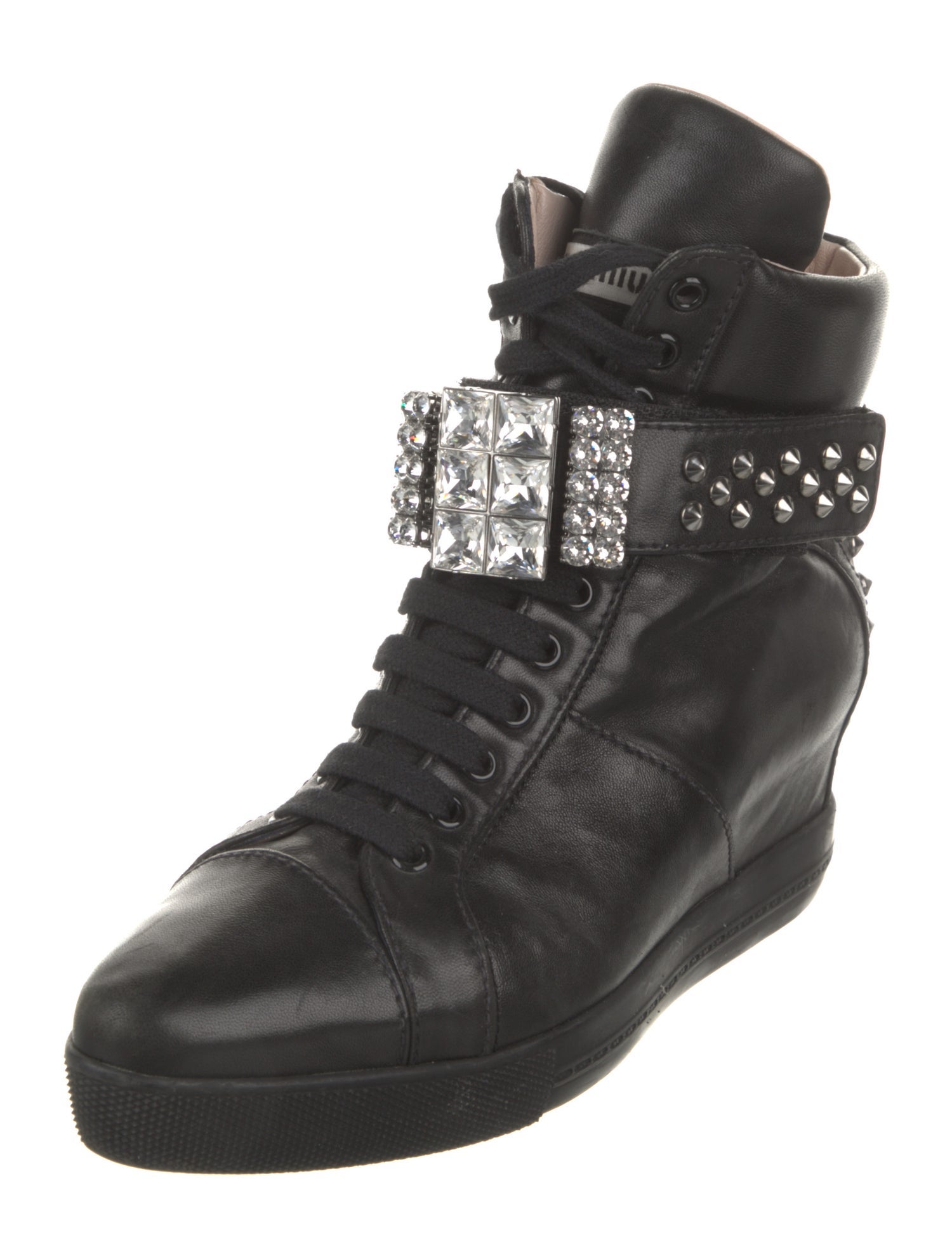 Miu Miu Leather Wedge Sneakers