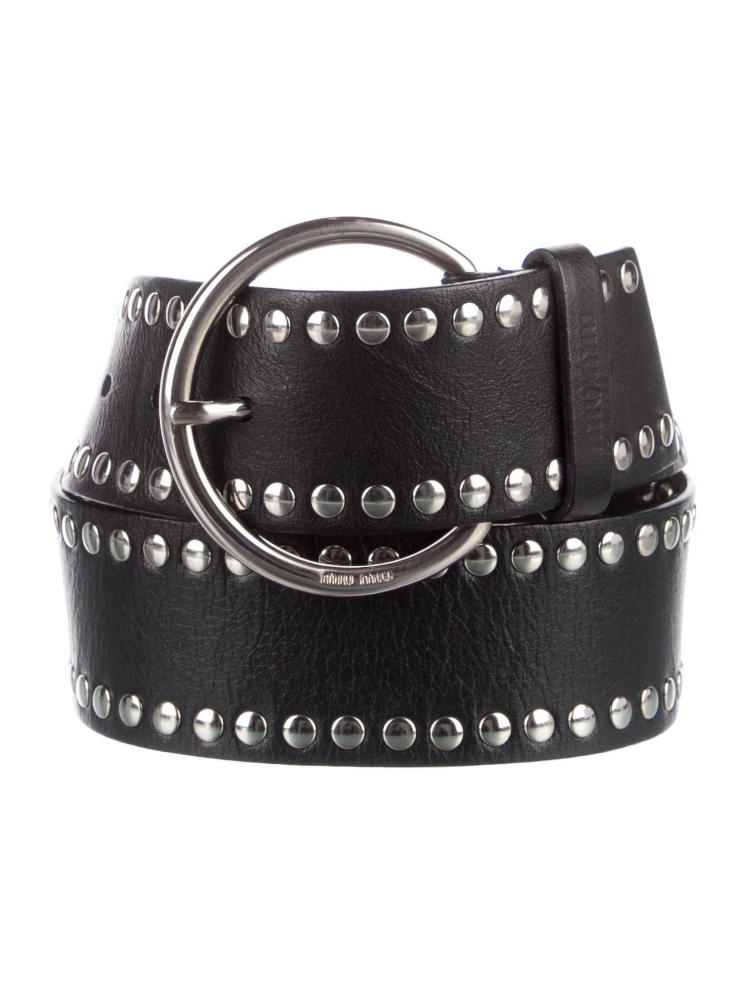 Miu Miu Leather Studded Accents Belt