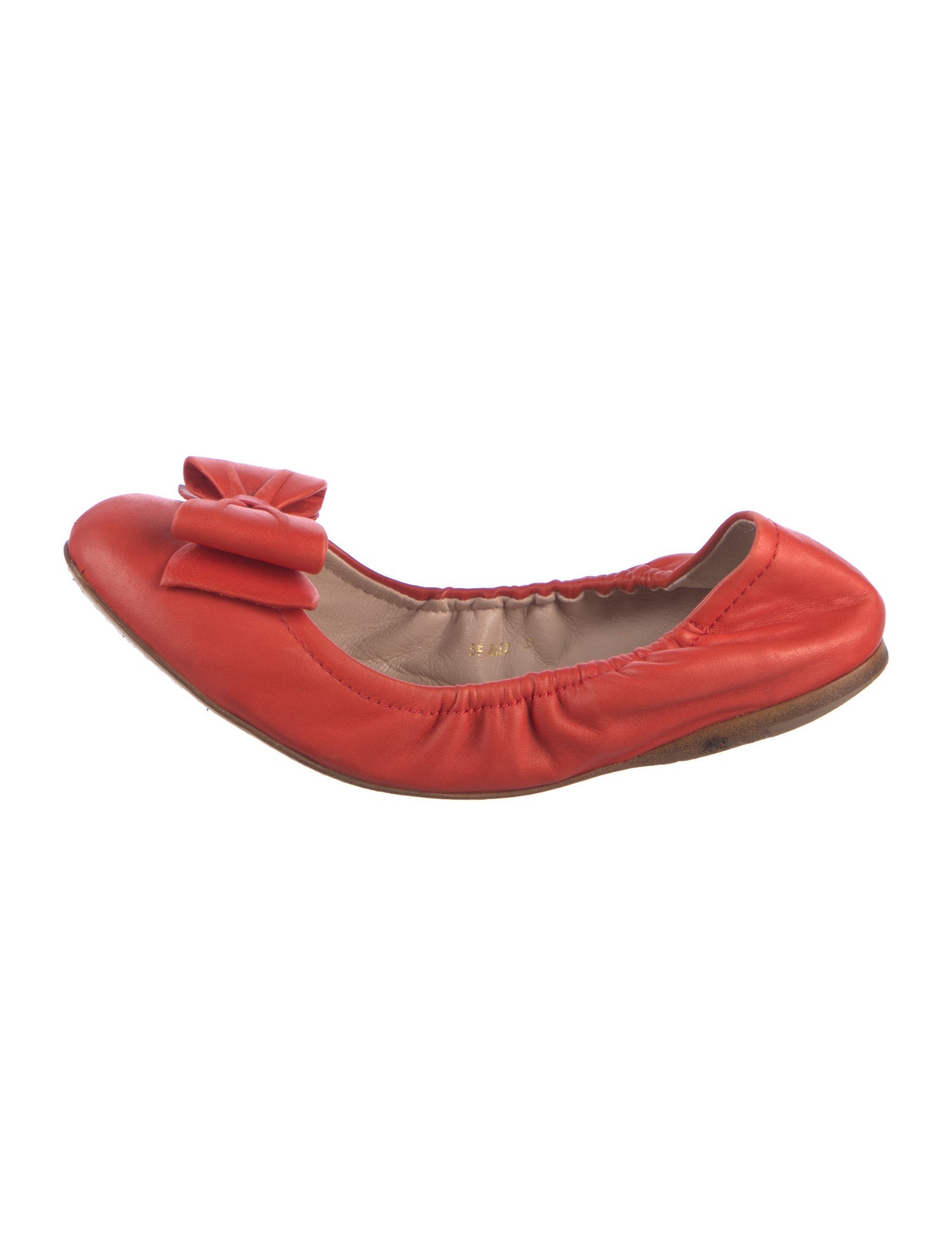 Miu Miu Leather Bow Accents Ballet Flats