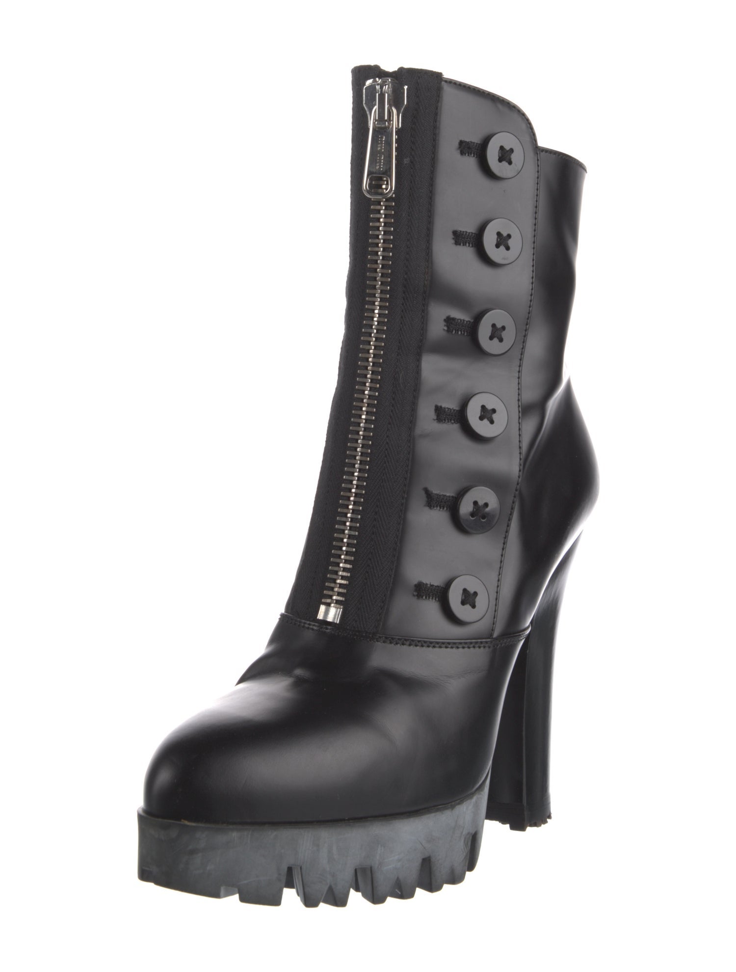 Miu Miu Leather Combat Boots
