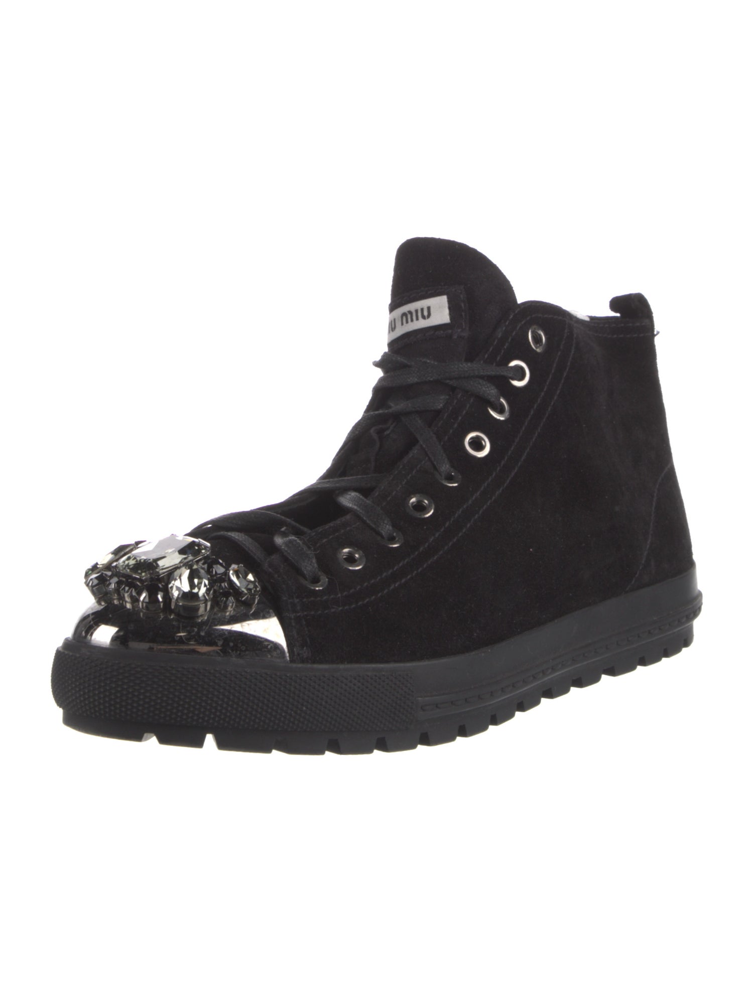 Miu Miu Suede Crystal Embellishments Sneakers