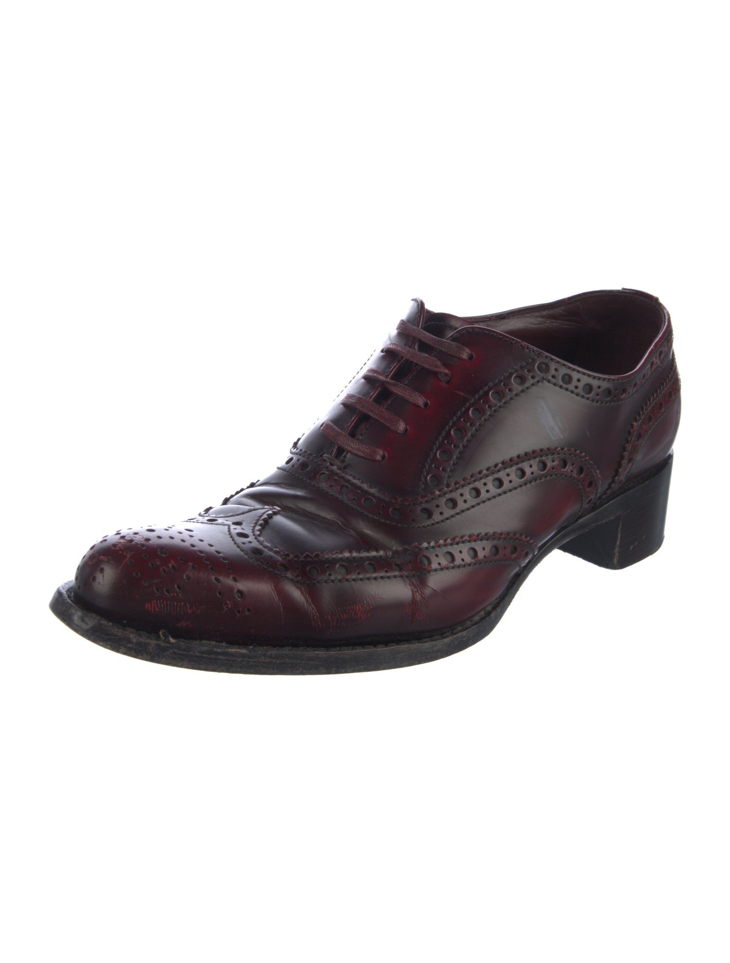 Miu Miu Leather Lasercut Accents Oxfords