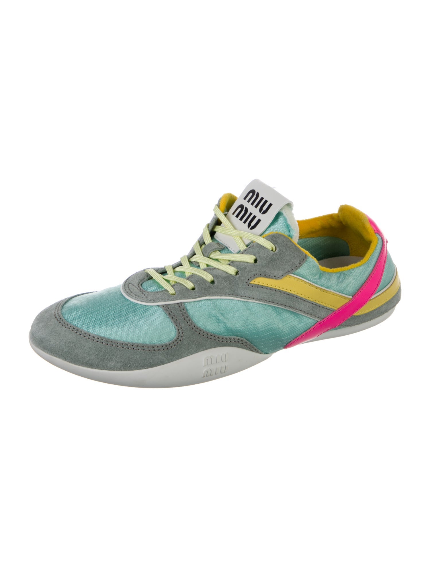 Miu Miu Suede Colorblock Pattern Sneakers