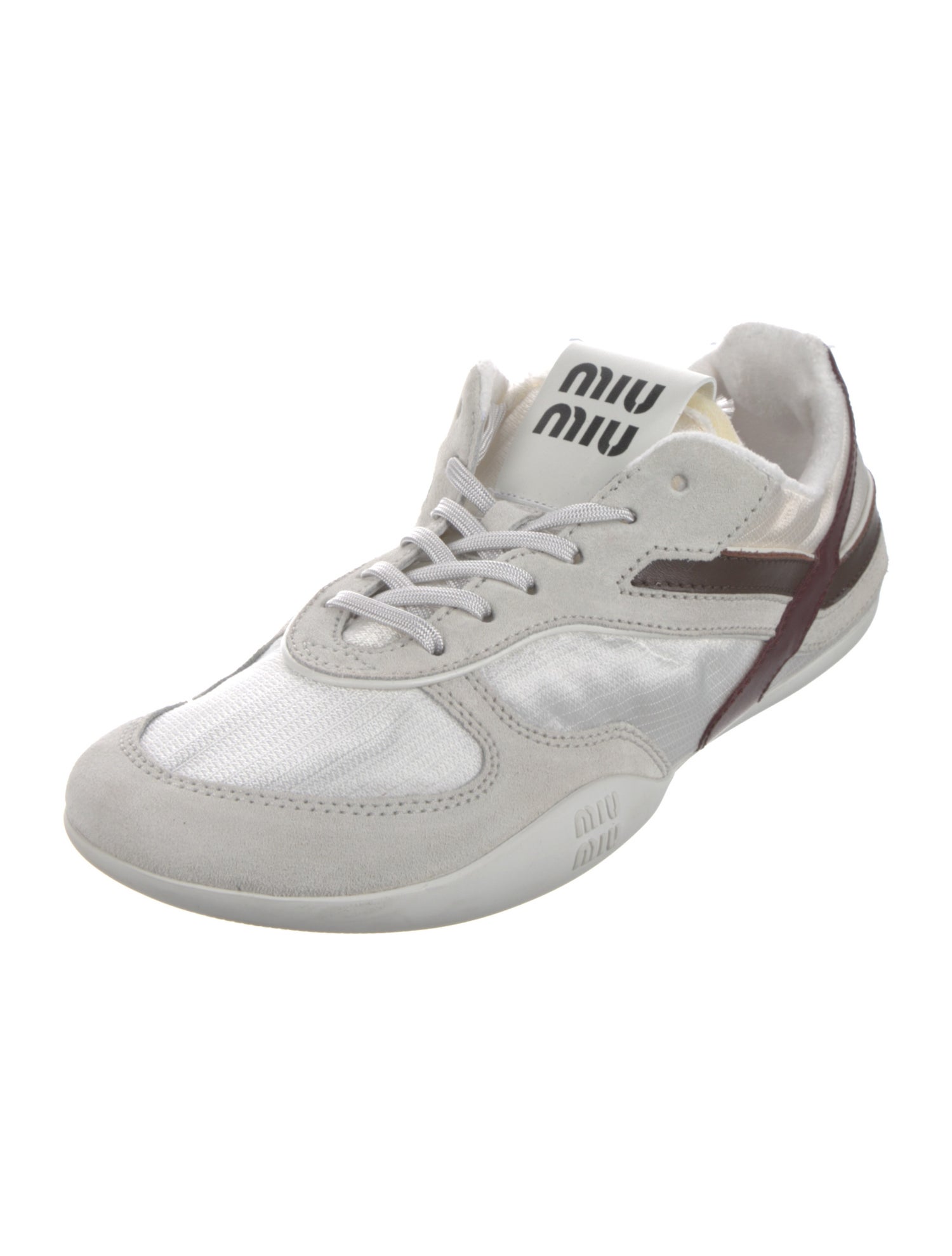 Miu Miu Leather Distressed Accents Sneakers