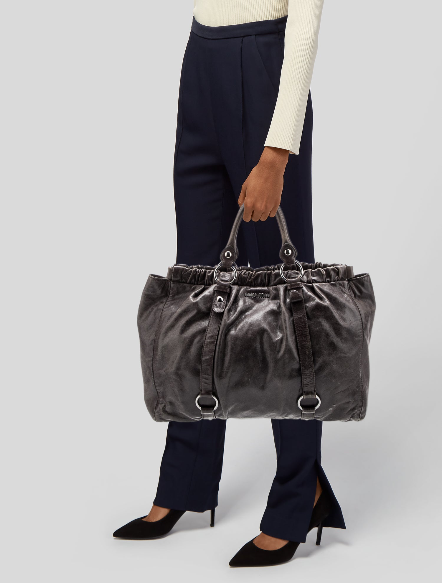 Miu Miu Leather Weekender Bag