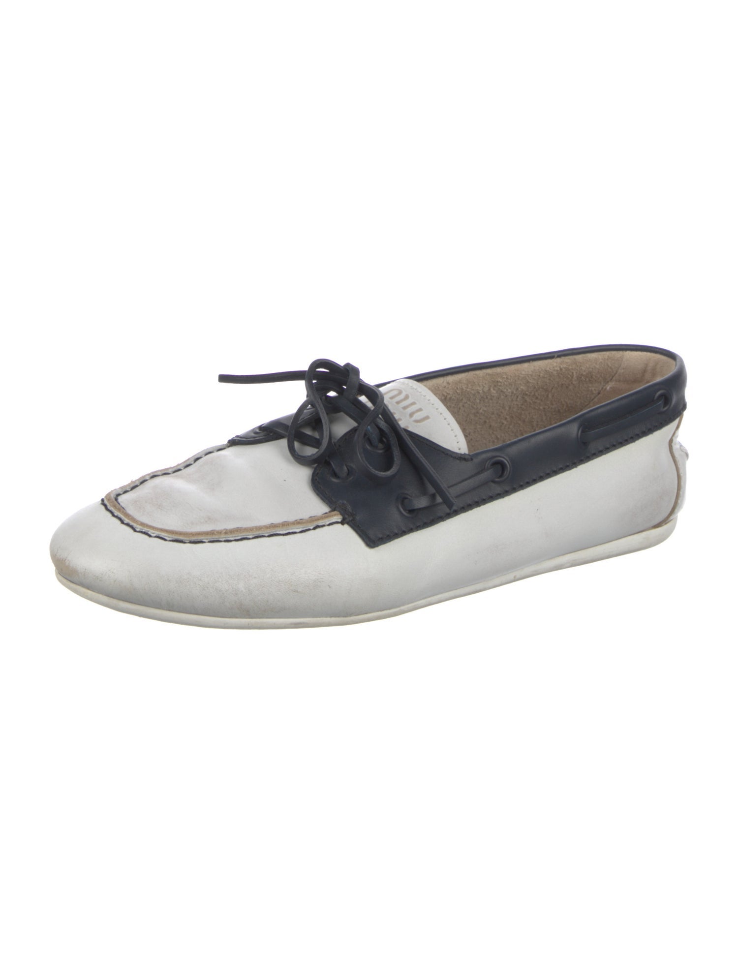 Miu Miu Leather Colorblock Pattern Moccasins