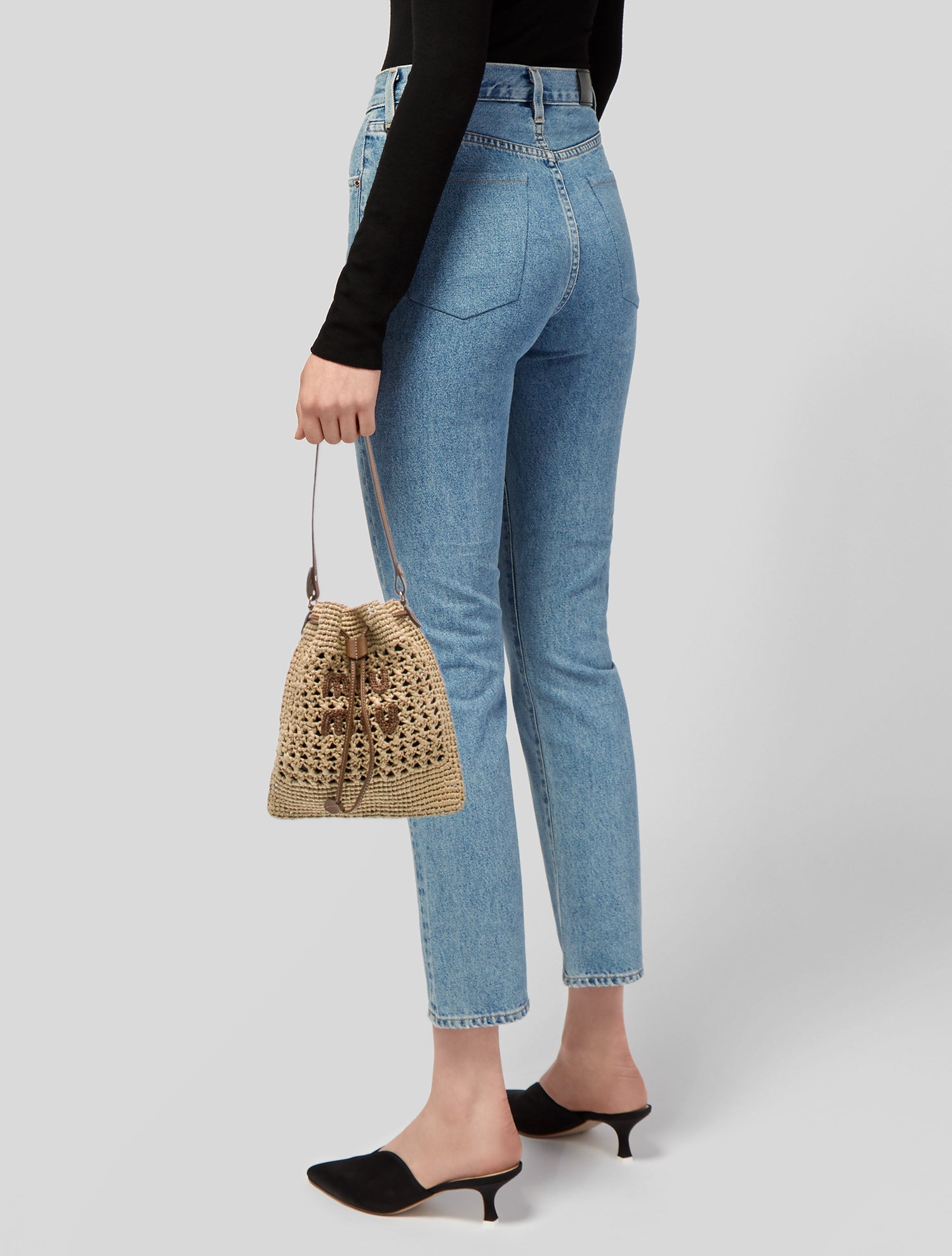 Miu Miu Raffia Top Handle Bag