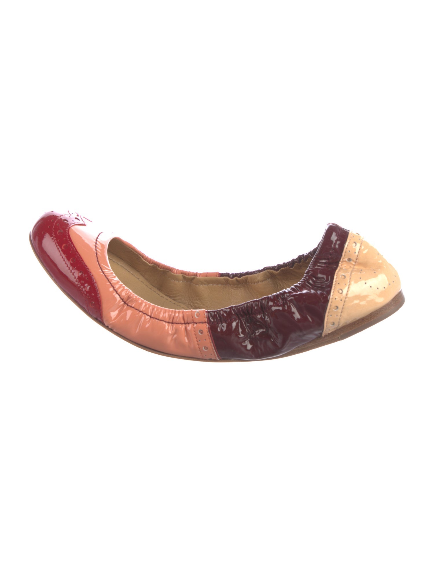Miu Miu Patent Leather Colorblock Pattern Ballet Flats