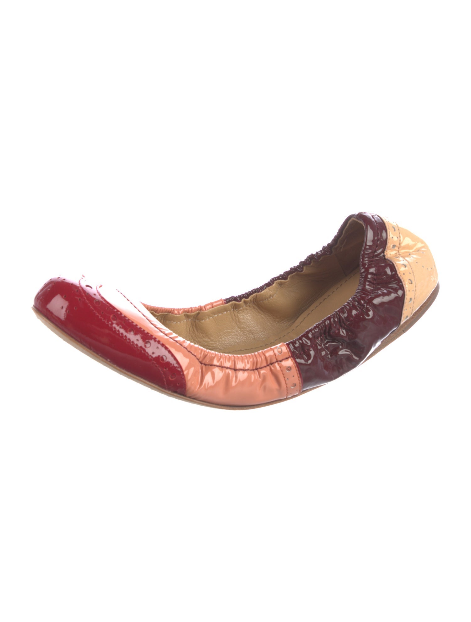 Miu Miu Patent Leather Colorblock Pattern Ballet Flats