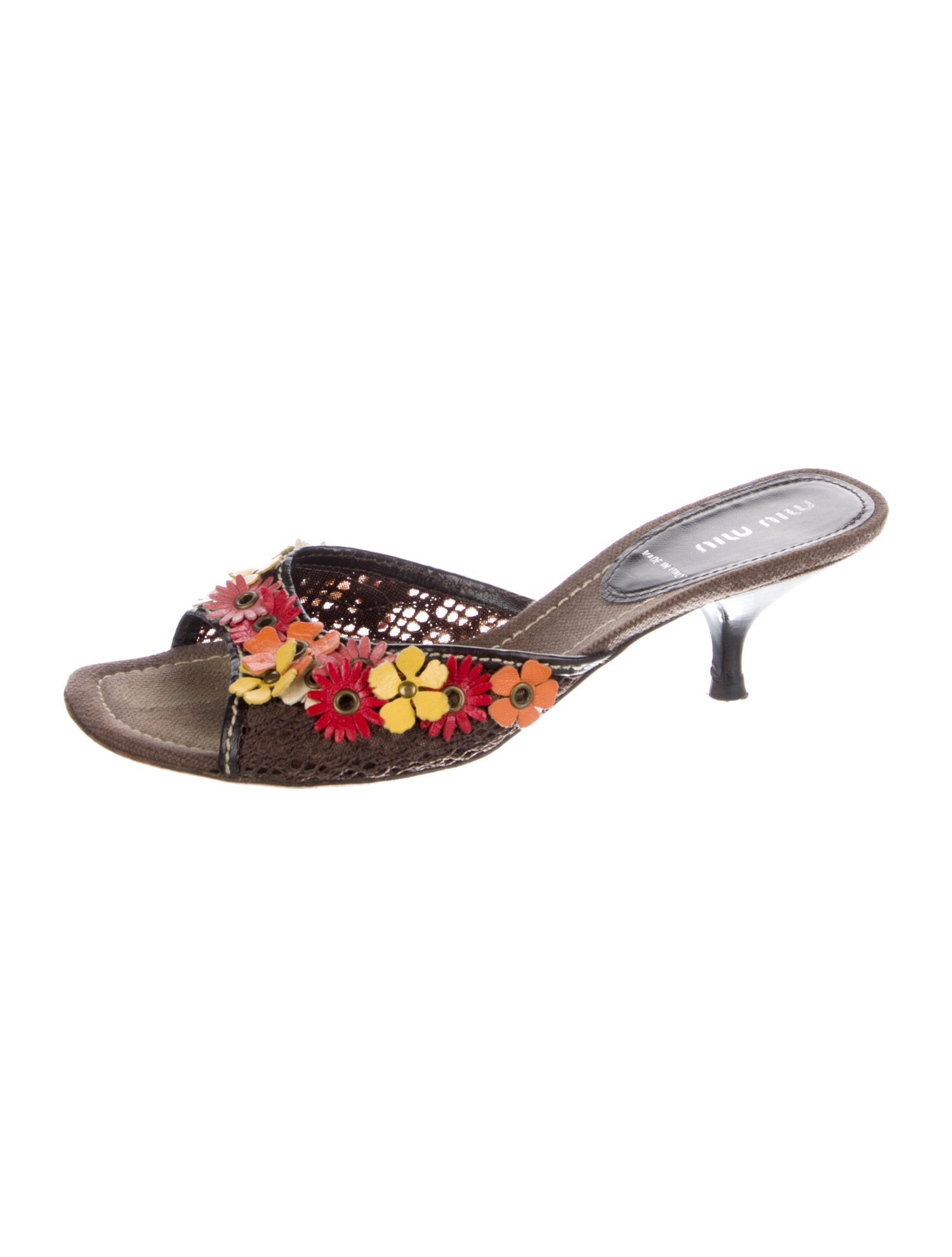 Miu Miu Mesh Floral Print Slides