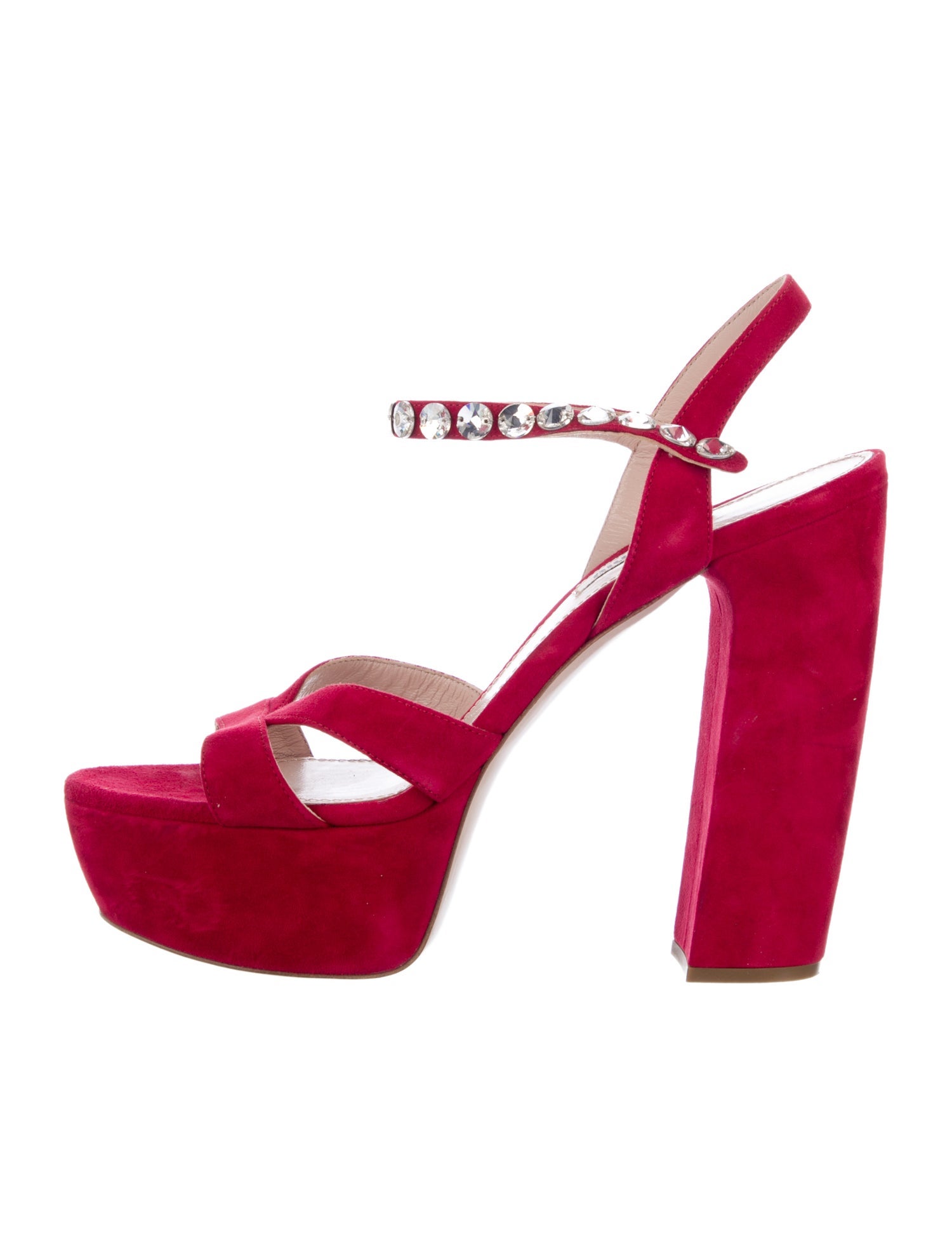 Miu Miu Suede Crystal Embellishments Sandals