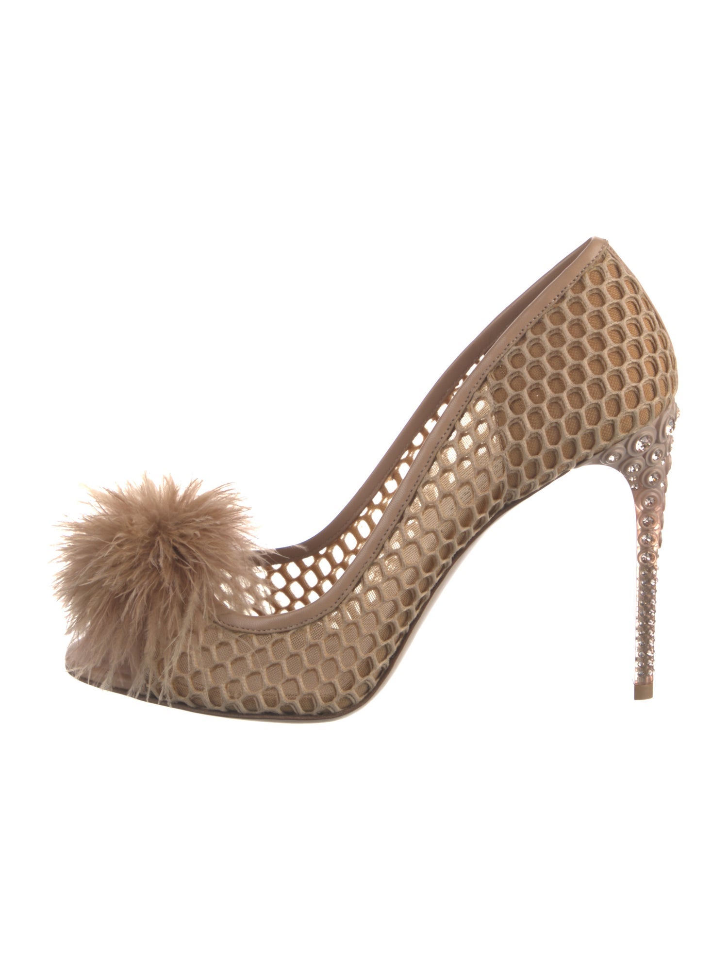 Miu Miu Mesh Crystal Embellishments Pumps