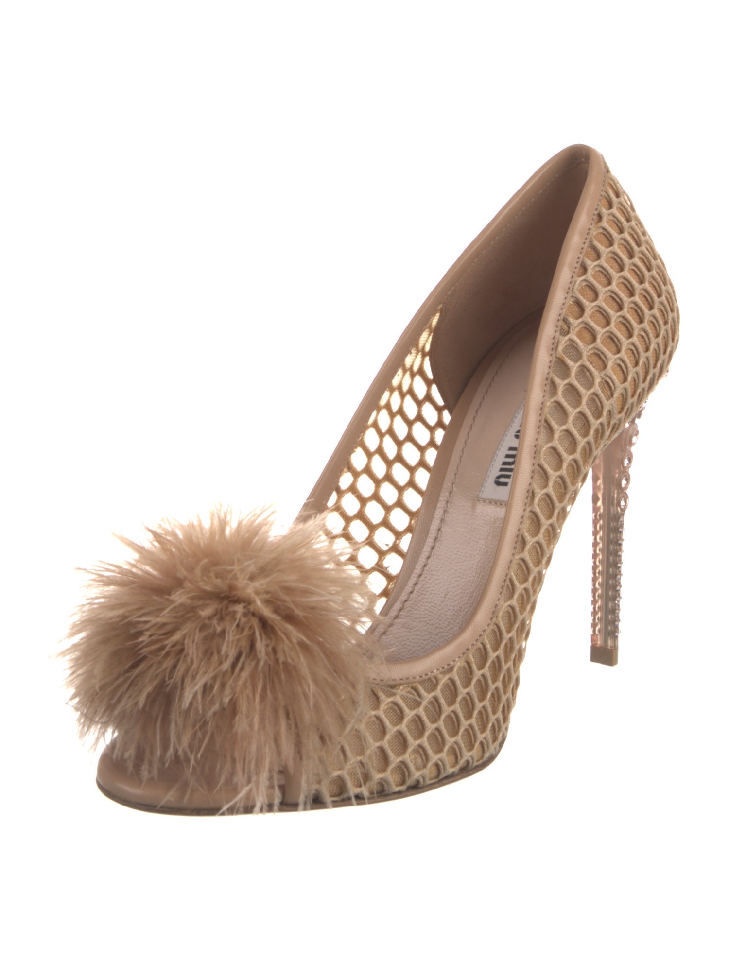 Miu Miu Mesh Crystal Embellishments Pumps
