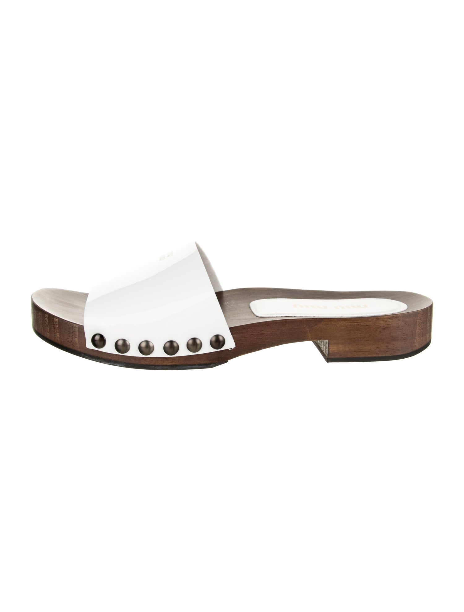 Miu Miu Leather Studded Accents Slides