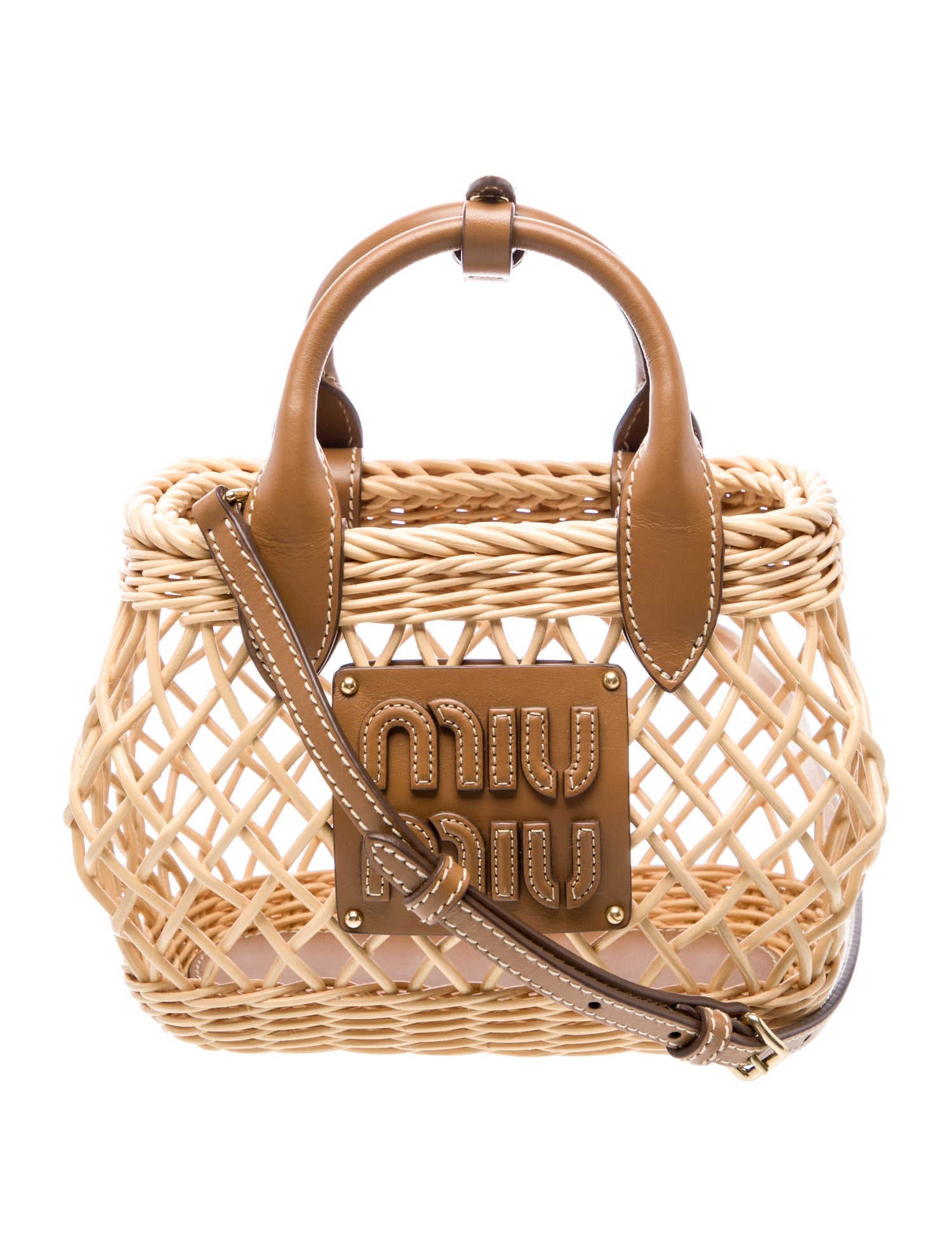 Miu Miu Vitello Lux Gathered Tote - Black Handle Bags, Handbags