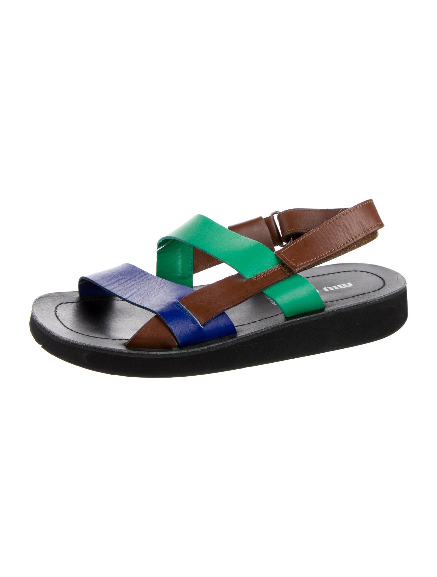 Miu Miu Leather Colorblock Pattern Sandals