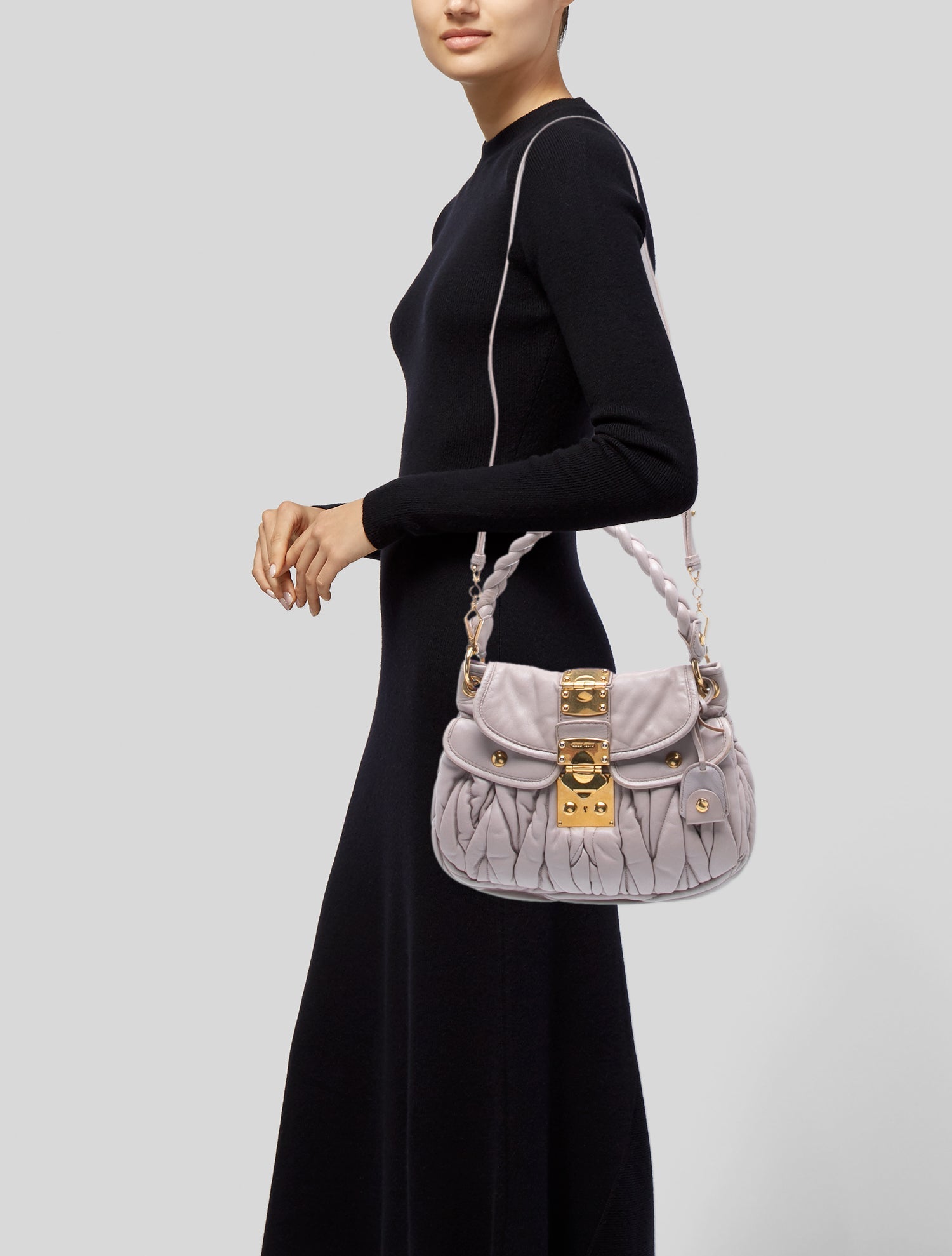 Miu Miu Leather Coffer - Neutrals Handle Bags, Handbags