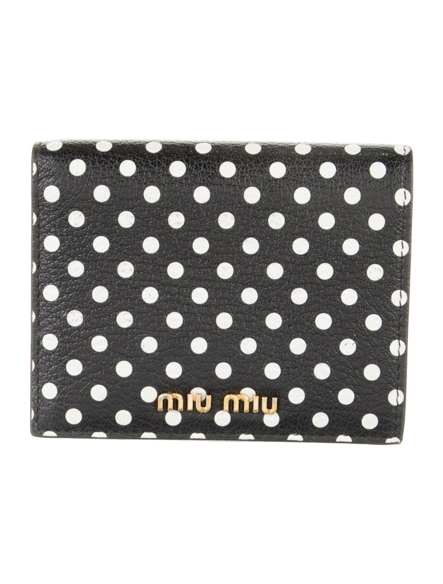 Miu Miu Leather Polka Dot Print Bifold Wallet