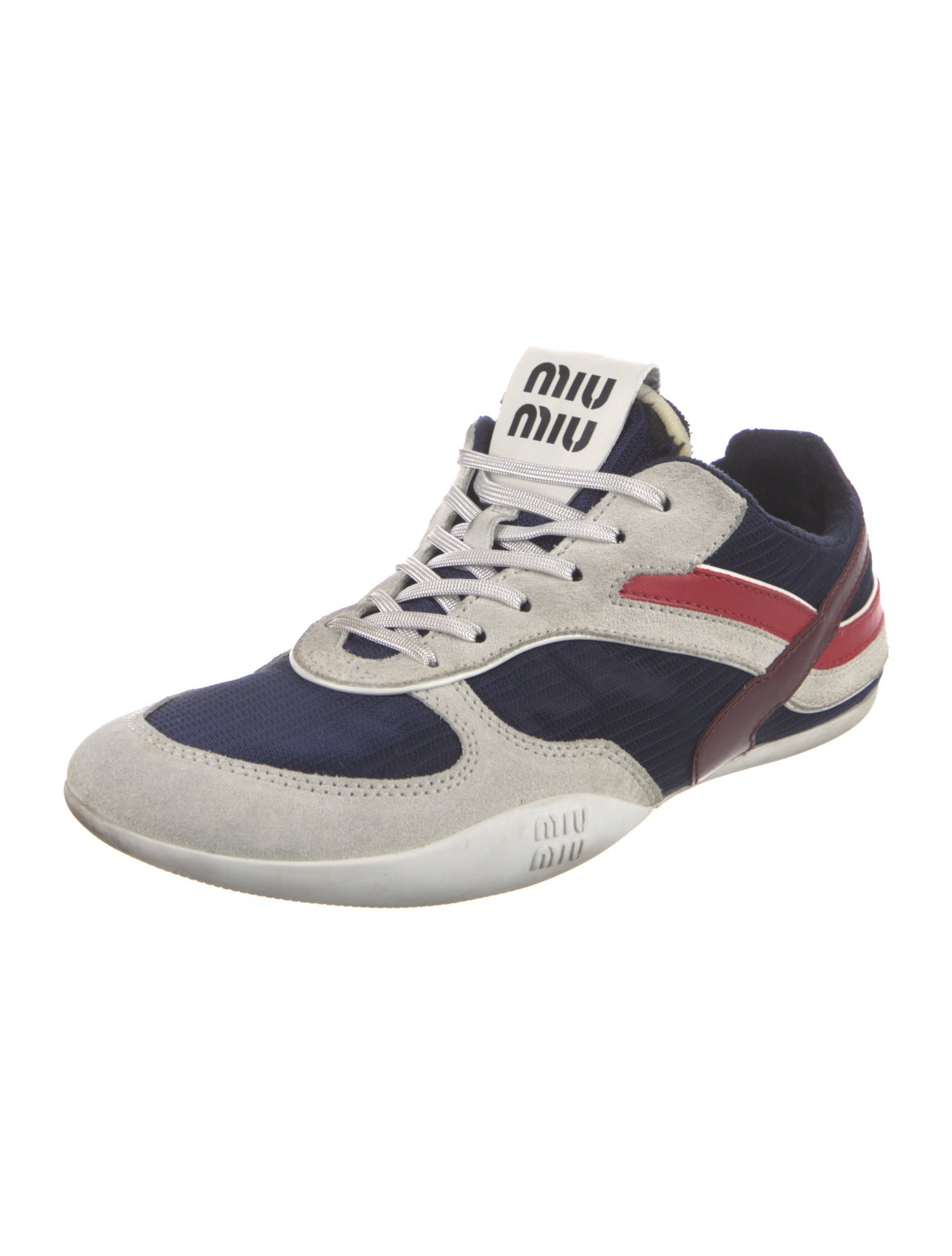 Miu Miu Leather Colorblock Pattern Sneakers