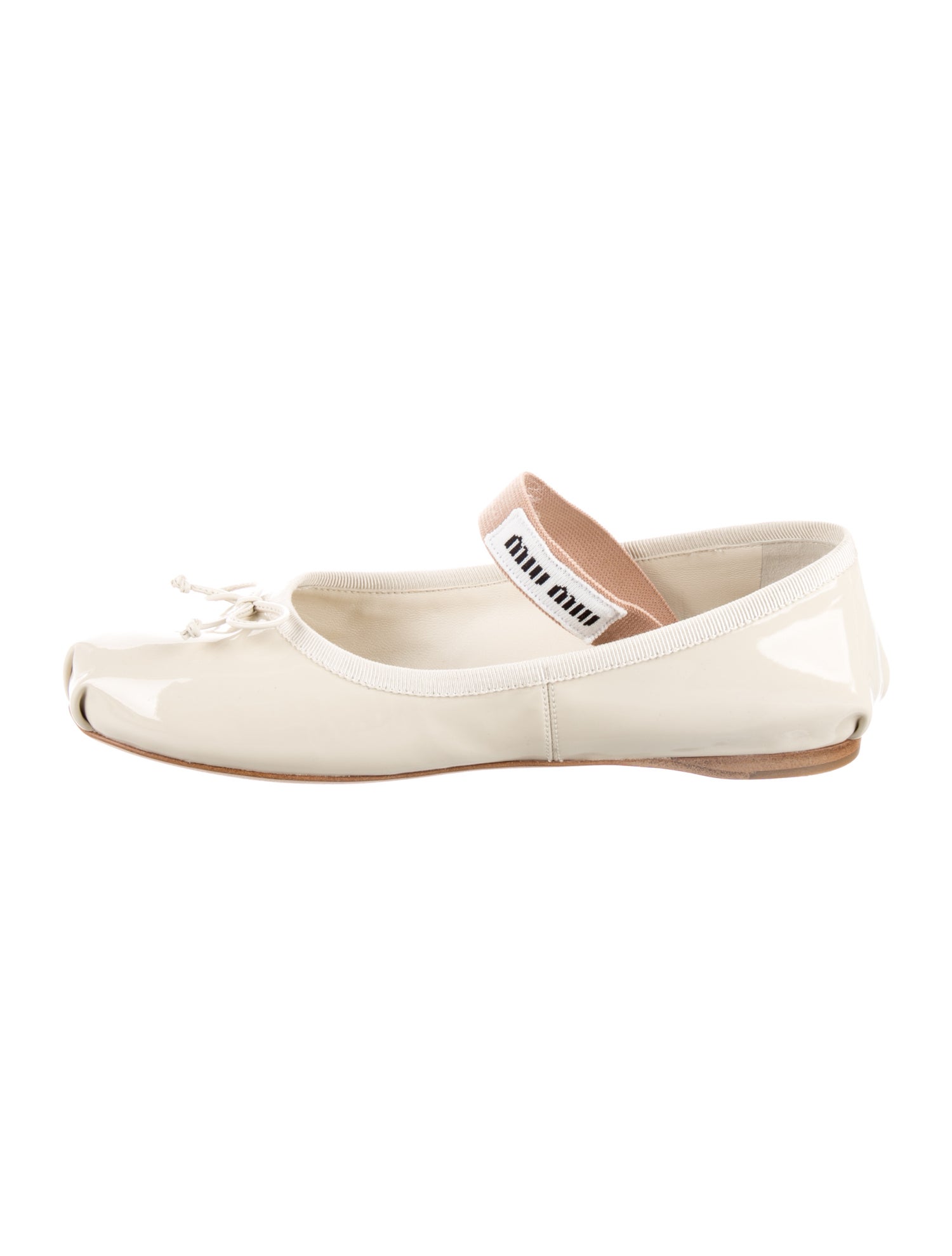 Miu Miu Leather Bow Accents Mary Jane Flats