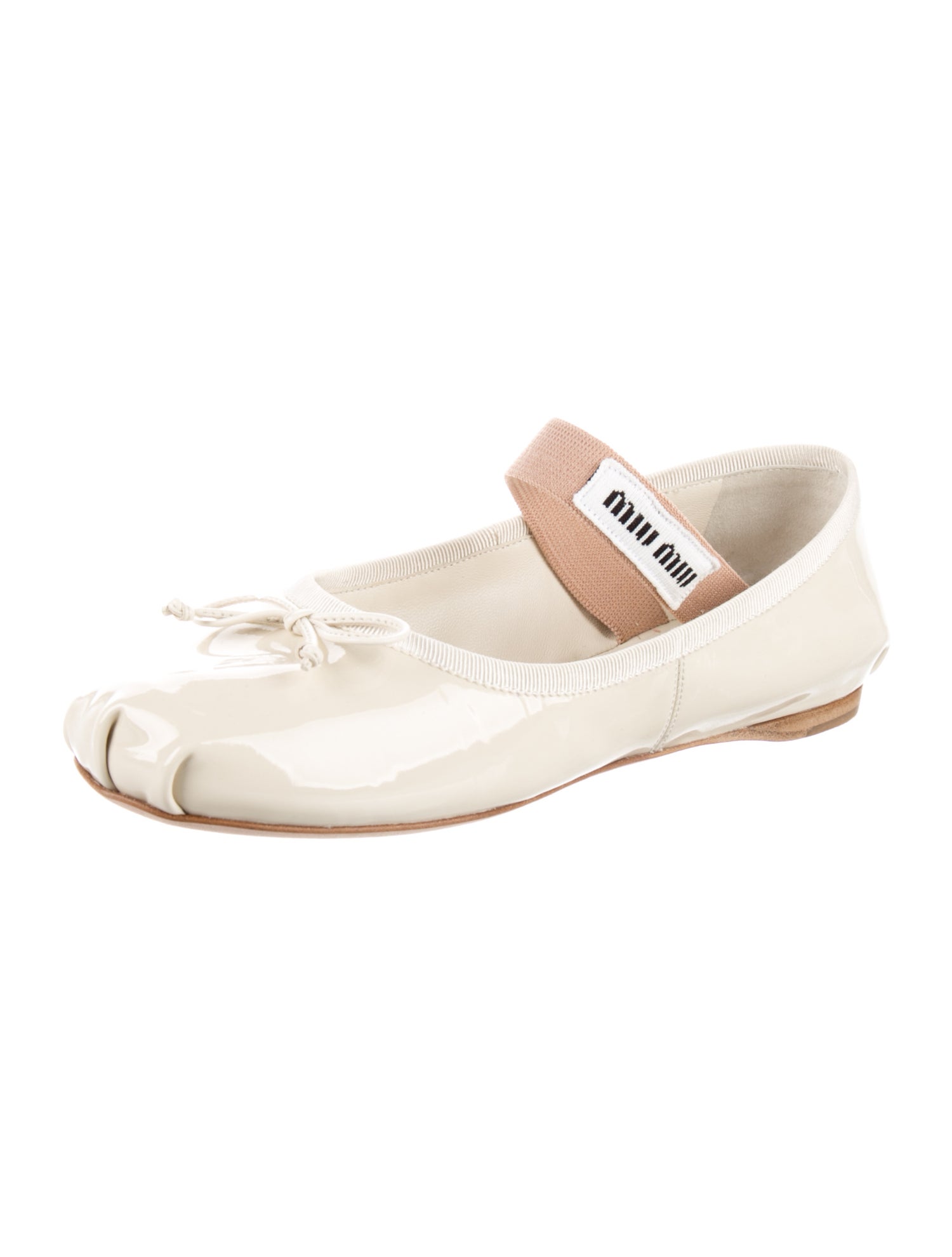 Miu Miu Leather Bow Accents Mary Jane Flats