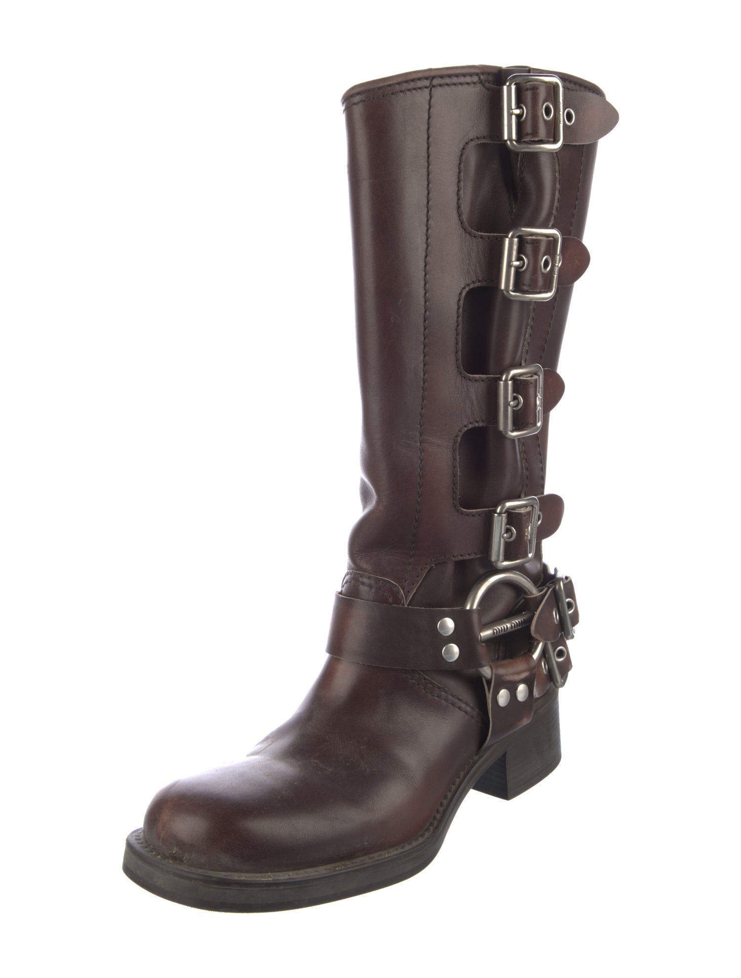 Miu Miu Leather Moto Boots