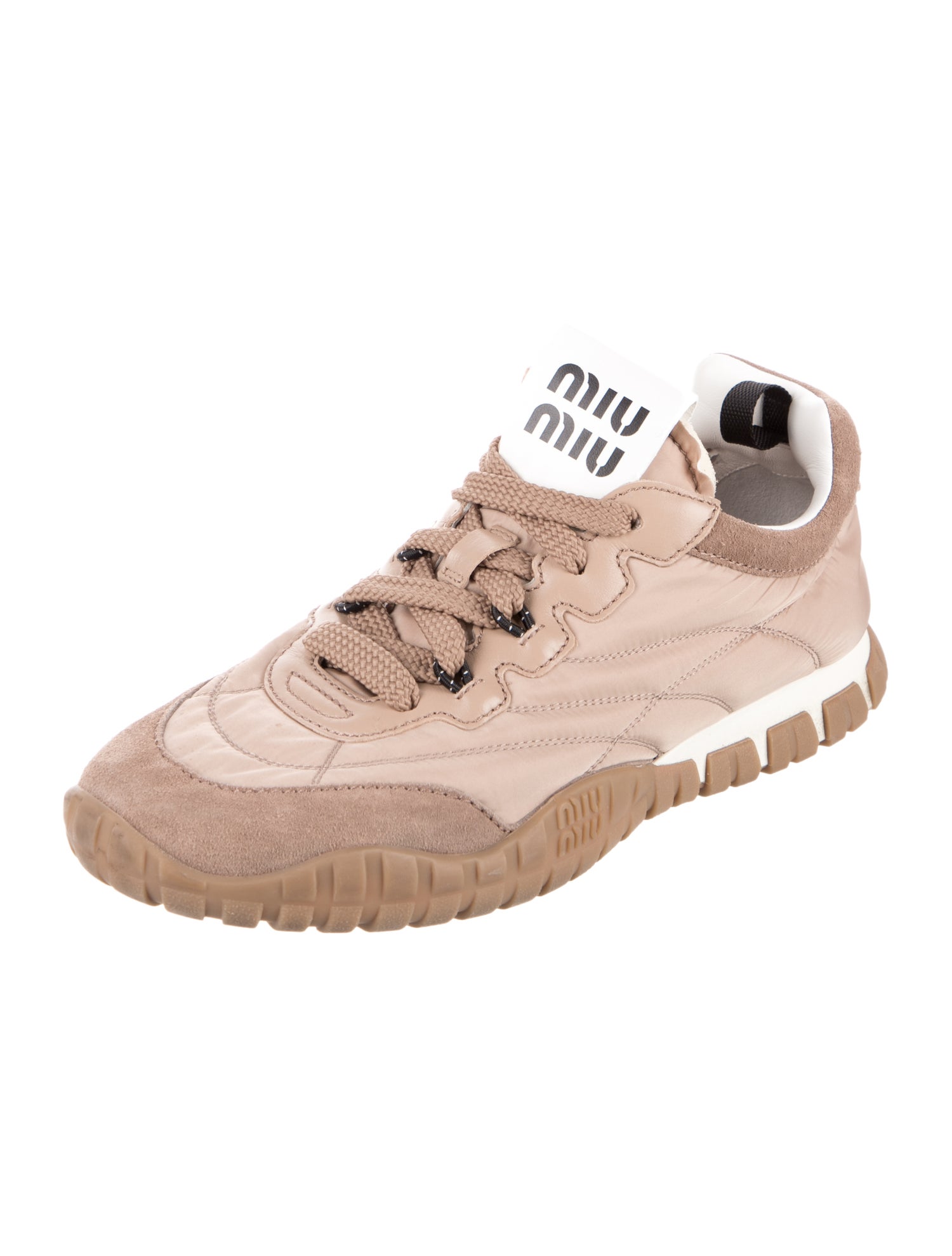 Miu Miu Suede Colorblock Pattern Sneakers