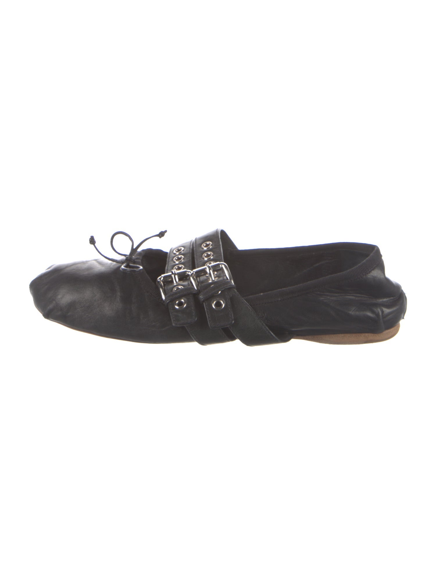Miu Miu Leather Bow Accents Mary Jane Flats