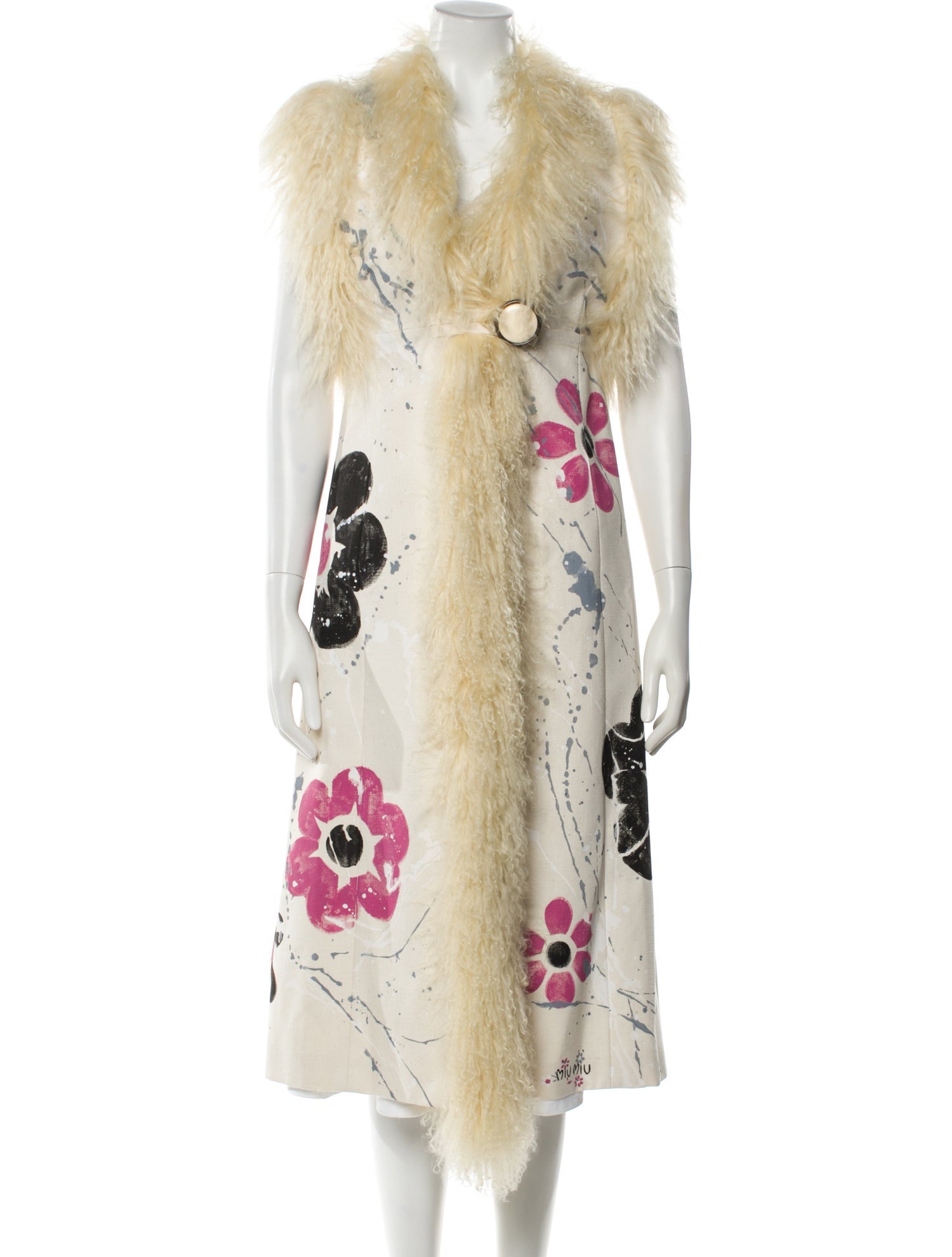 Miu Miu 2020 Graphic Print Fur Jacket w/ Tags