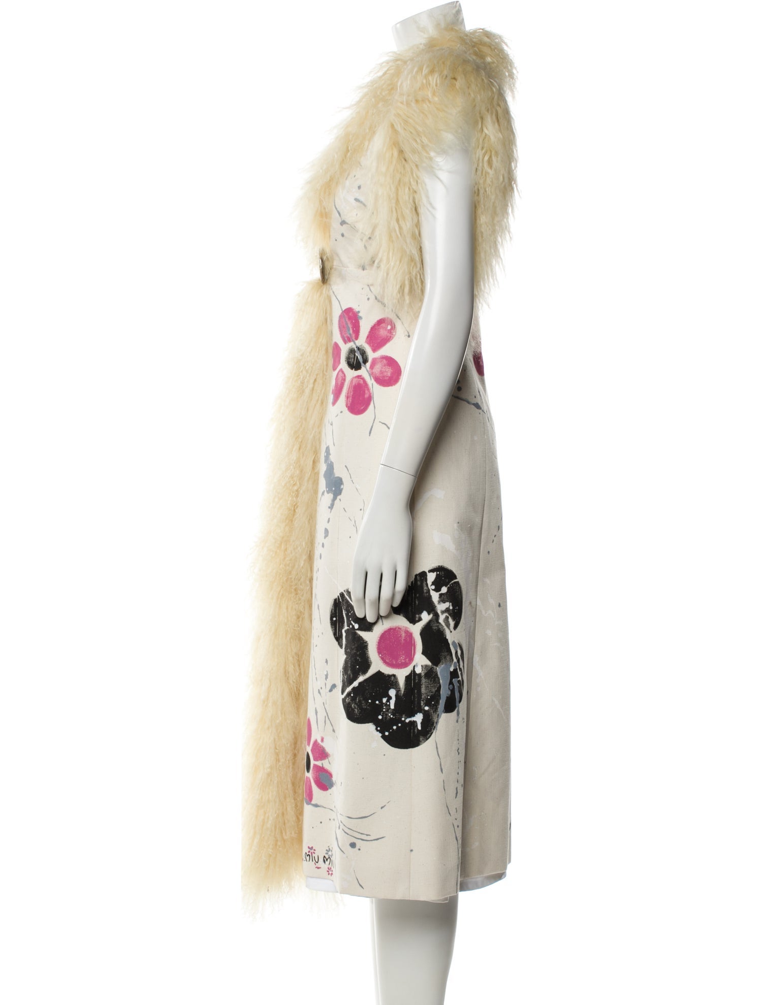 Miu Miu 2020 Graphic Print Fur Jacket w/ Tags